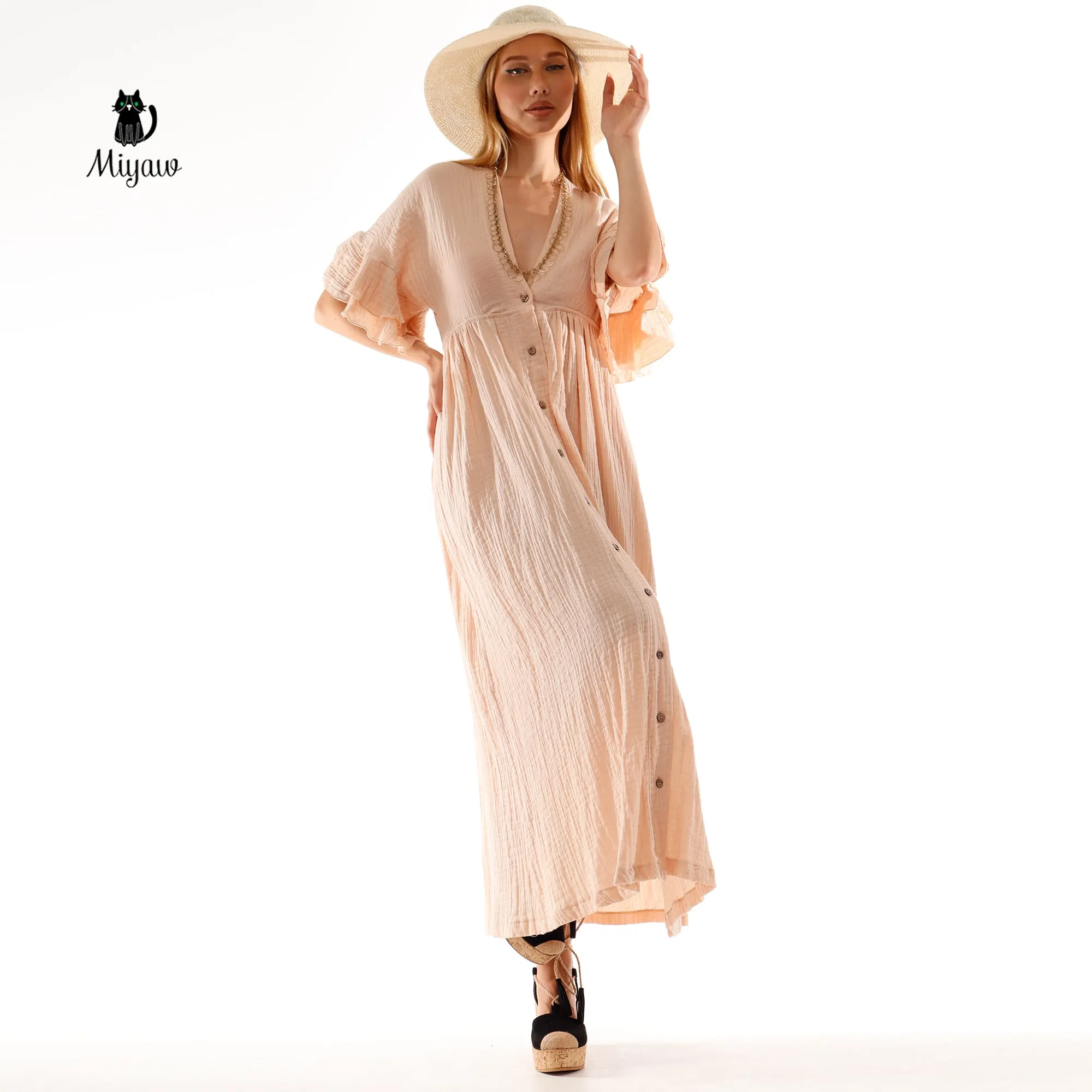 Boho Mediaval Maxi Dress, Bohemian Greek Goddess Dress sold by Miyaw Fashion product image thumbnail 4