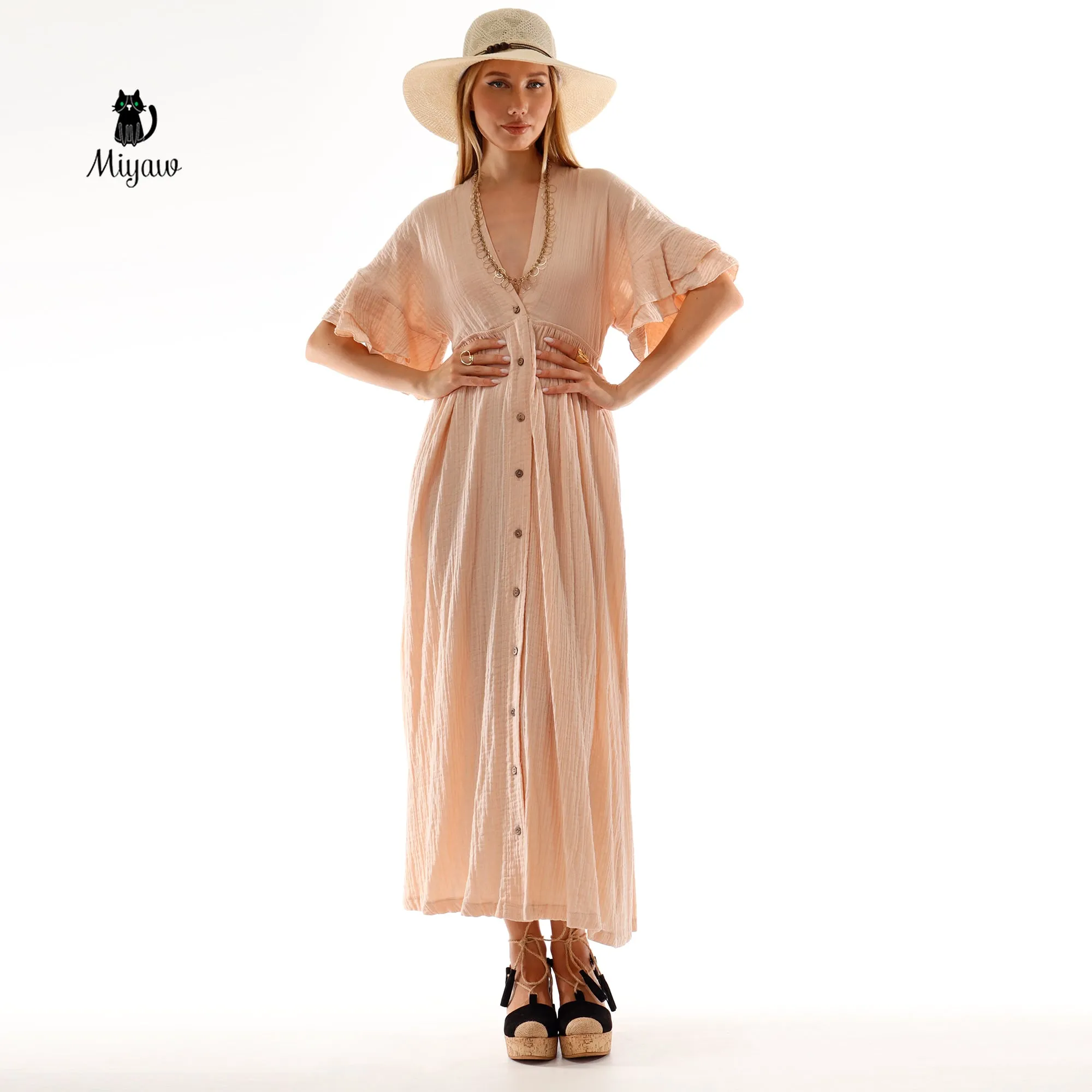 Boho Mediaval Maxi Dress, Bohemian Greek Goddess Dress sold by Miyaw Fashion product image thumbnail 3