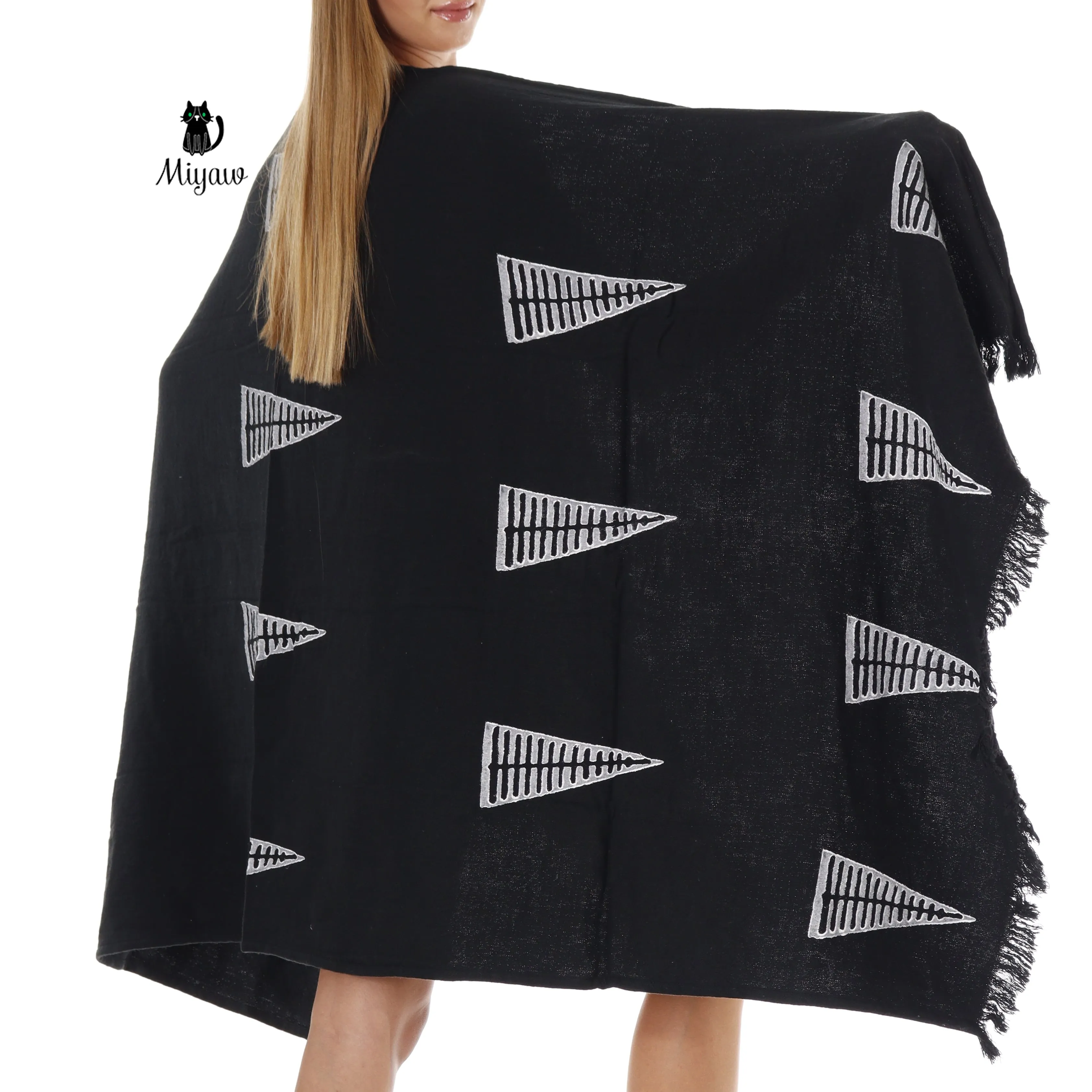 Handcrafted Pyramid Stamped Black Beach Towel sold by Miyaw Fashion product image thumbnail 2
