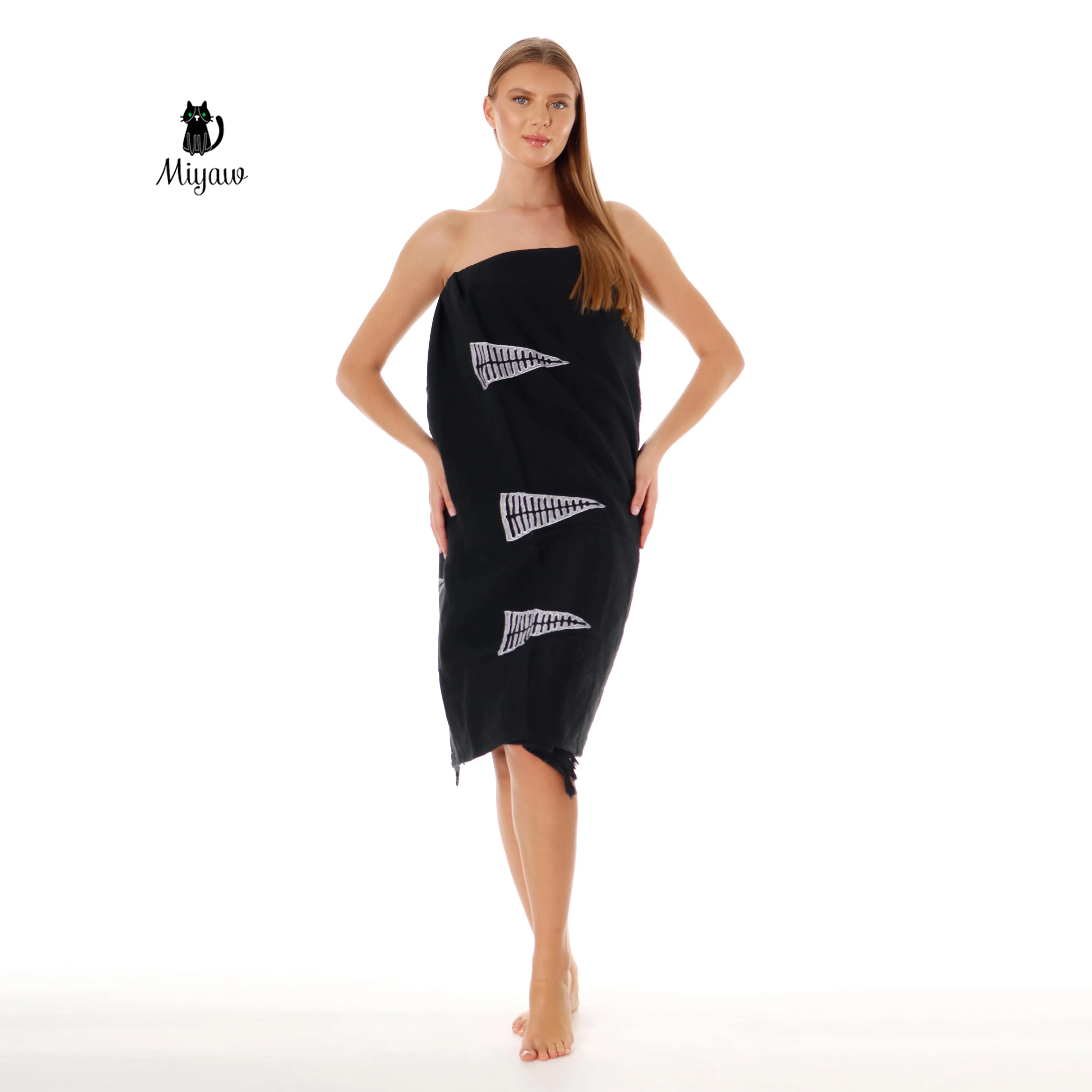 Handcrafted Pyramid Stamped Black Beach Towel sold by Miyaw Fashion product image thumbnail 4
