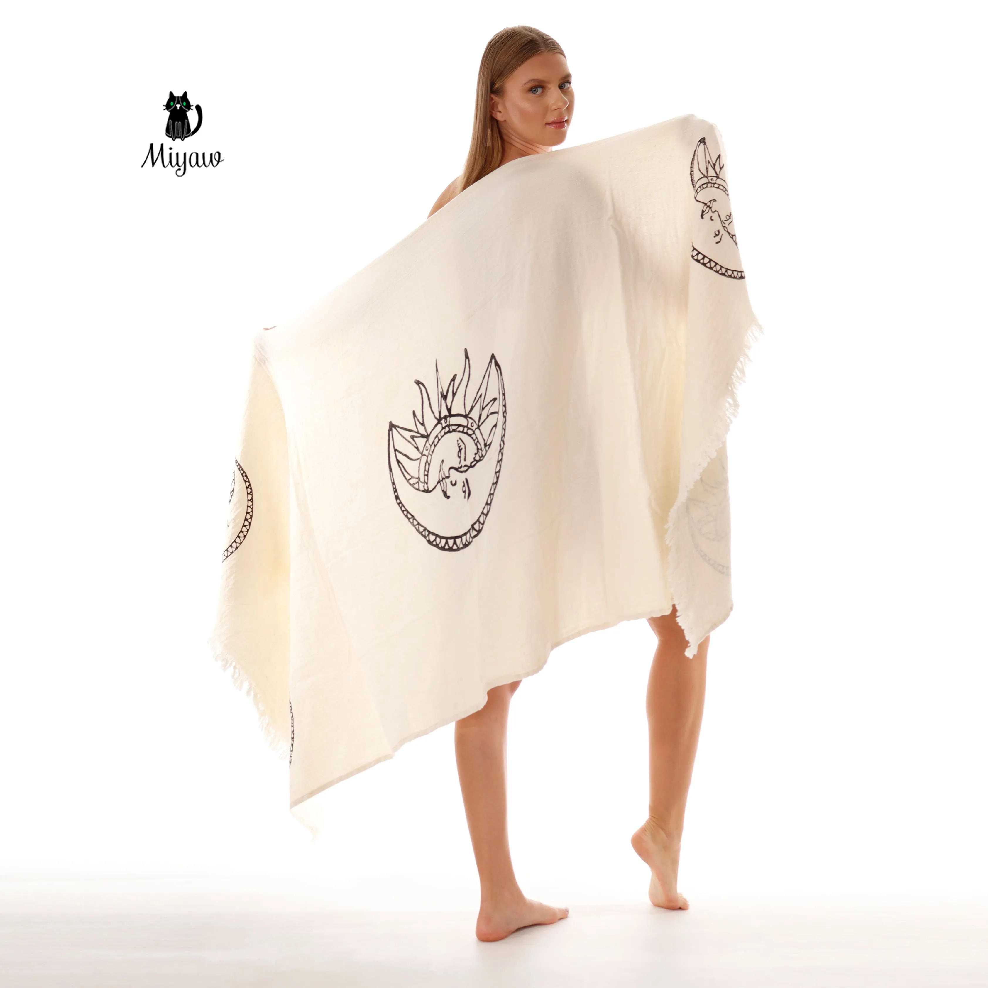 Boho Sun and Moon Fringe Bath or Beach Towel sold by Miyaw Fashion product image thumbnail 4