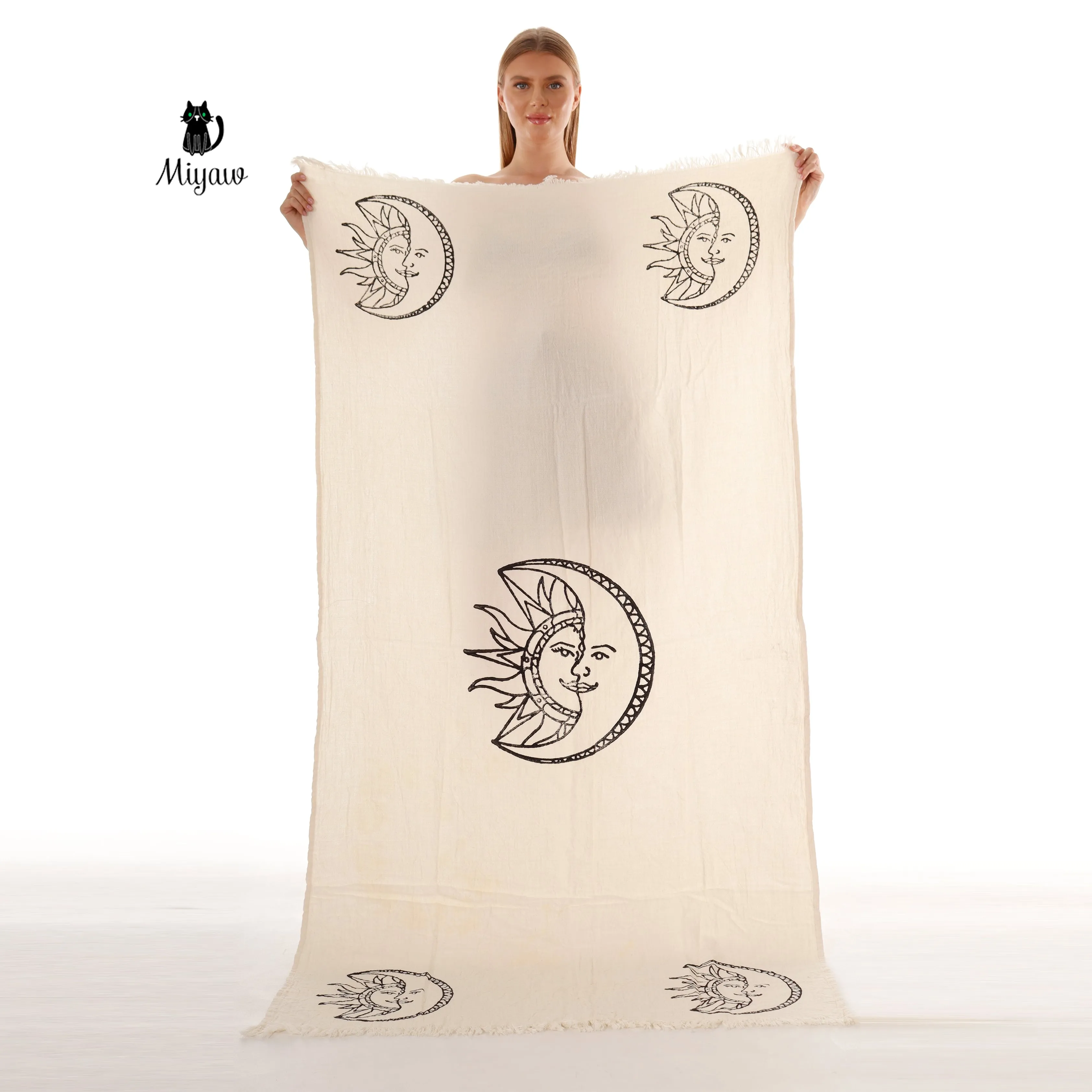 Boho Sun and Moon Fringe Bath or Beach Towel sold by Miyaw Fashion product image thumbnail 5