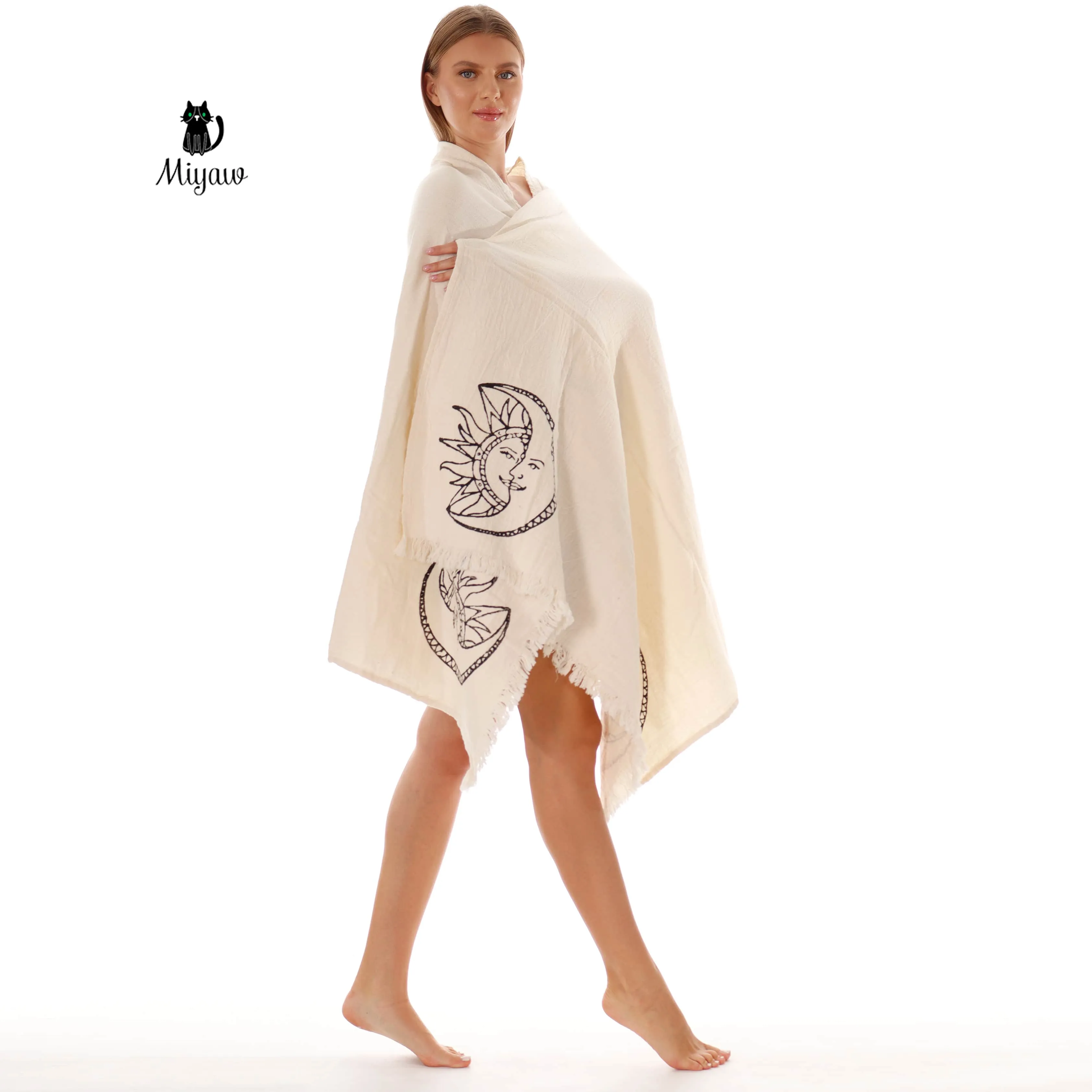 Boho Sun and Moon Fringe Bath or Beach Towel sold by Miyaw Fashion product image thumbnail 2