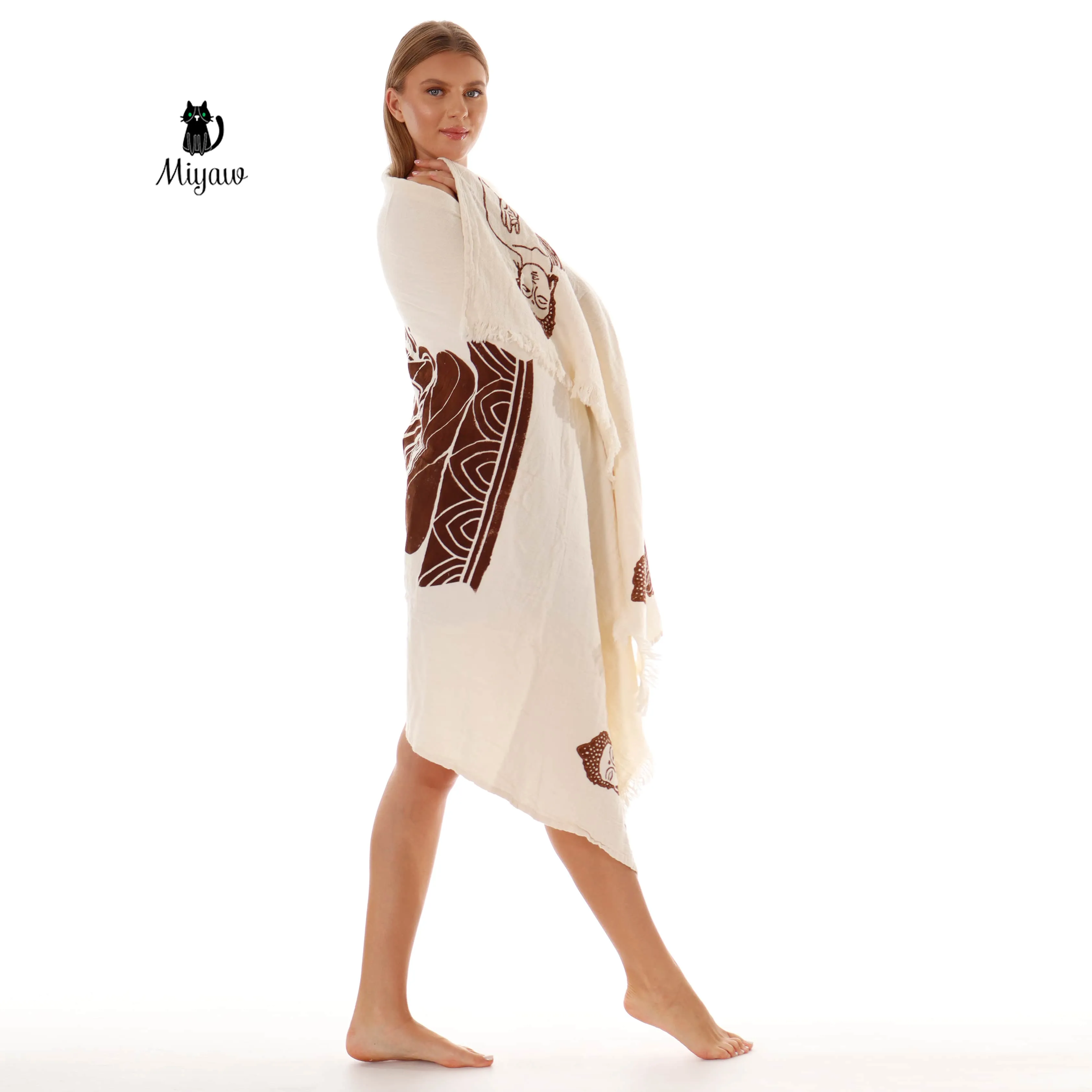 Handmade Boho Buddha Stamped Fringe Towel sold by Miyaw Fashion product image thumbnail 5