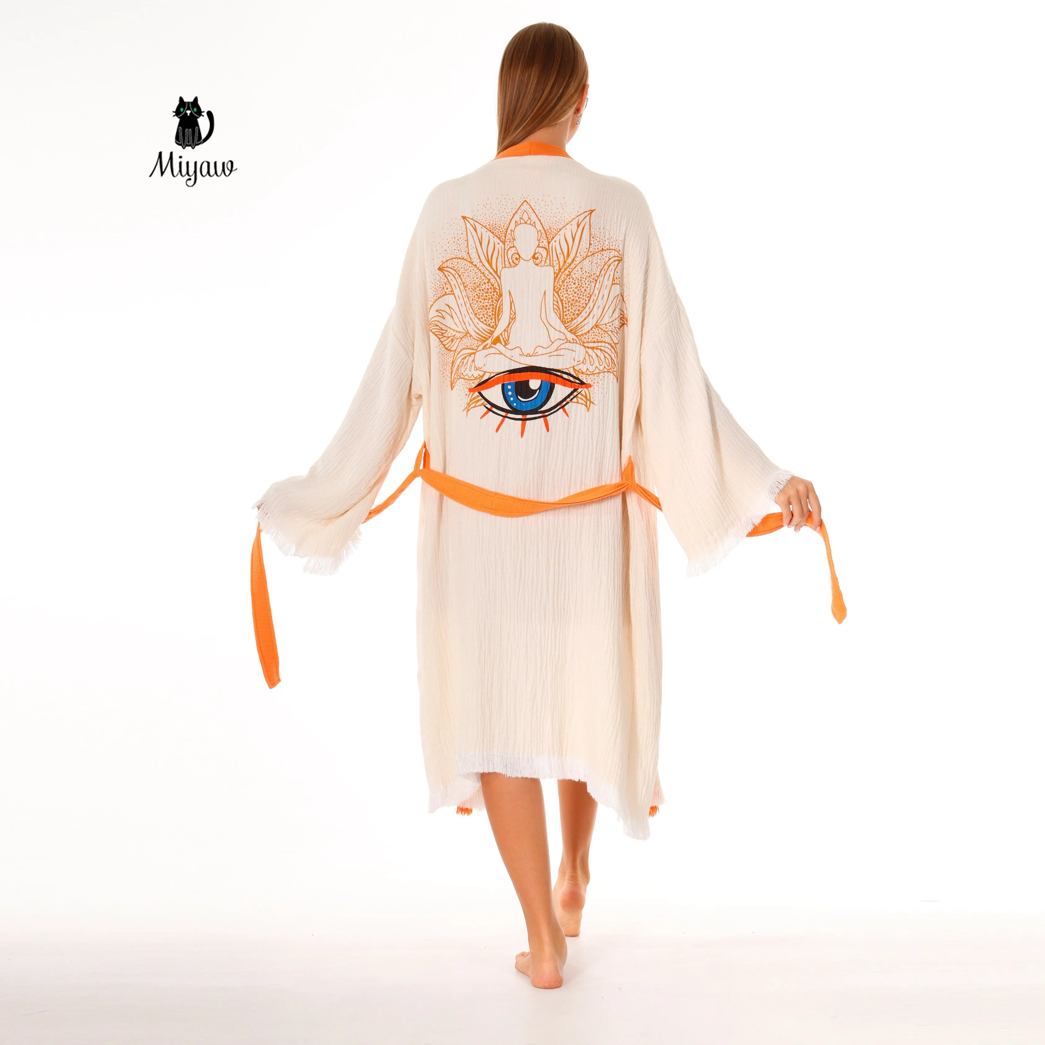 Protective Eye Kimono Robe - Organic Cotton Bathrobe for Boutique Retailers in the US sold by Miyaw Fashion product image thumbnail 2