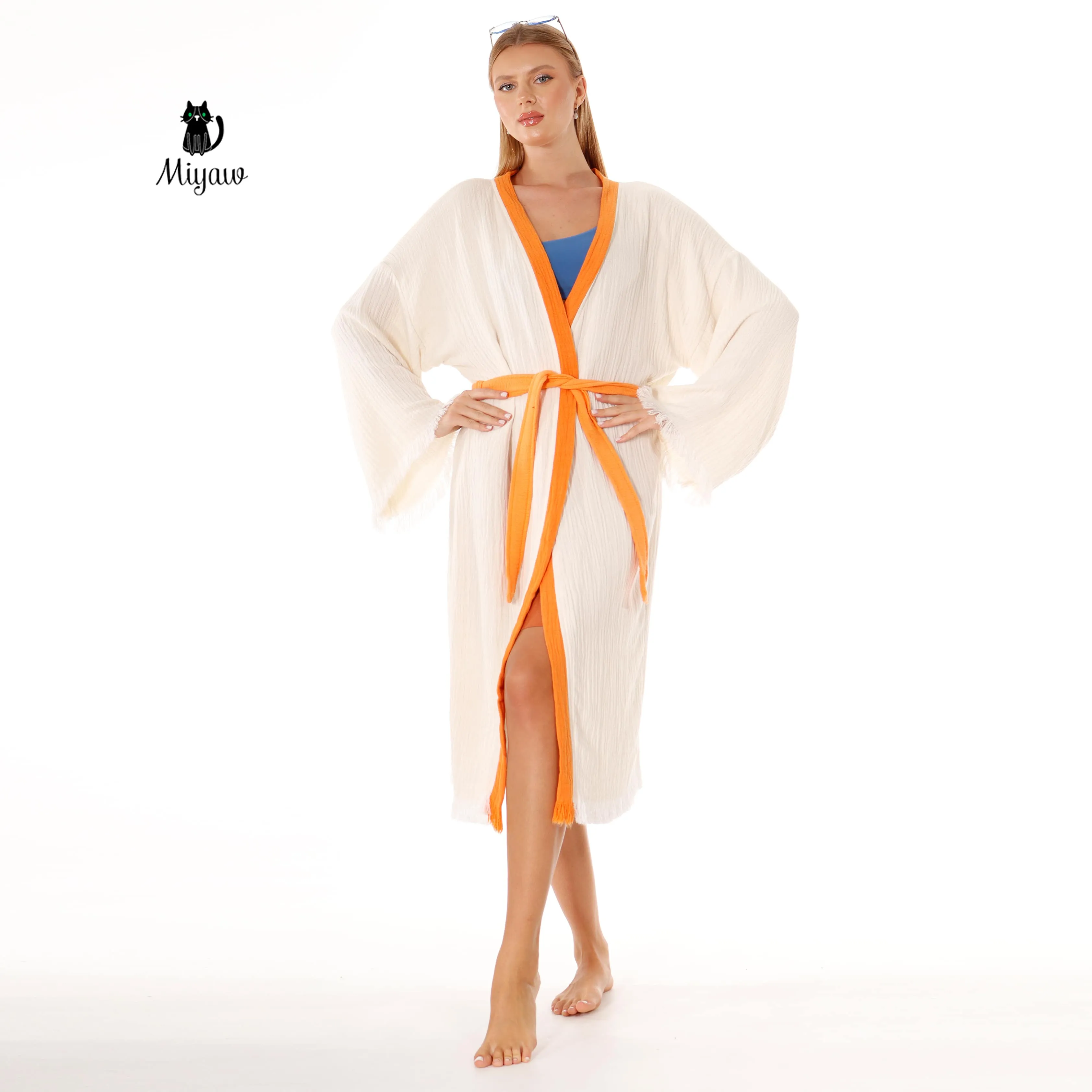 Protective Eye Kimono Robe - Organic Cotton Bathrobe for Boutique Retailers in the US sold by Miyaw Fashion product image thumbnail 4