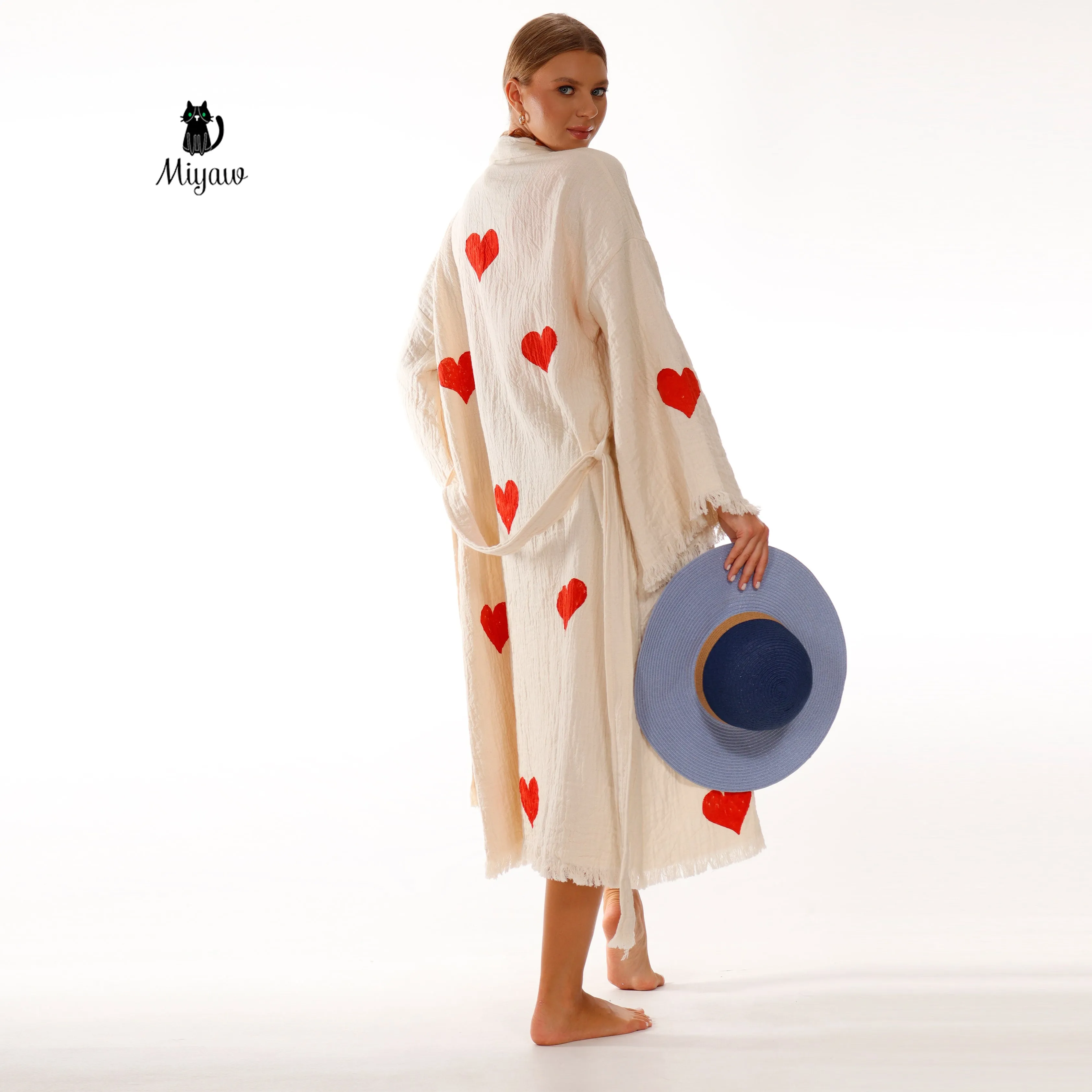 Wholesale Personalized Organic Cotton Kimono Robe - Romantic Valentine's Day Gift for Boutiques sold by Miyaw Fashion product image thumbnail 3