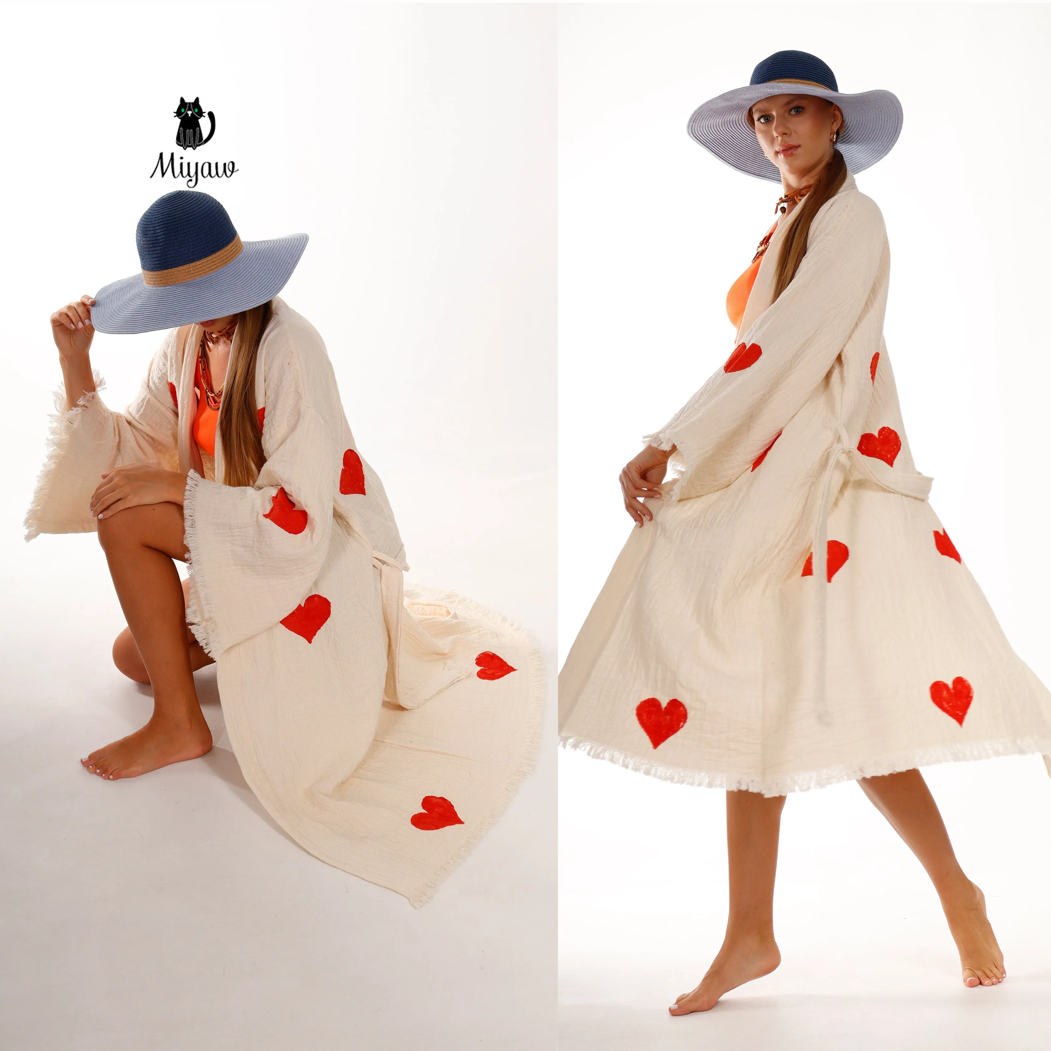 Wholesale Personalized Organic Cotton Kimono Robe - Romantic Valentine's Day Gift for Boutiques sold by Miyaw Fashion
