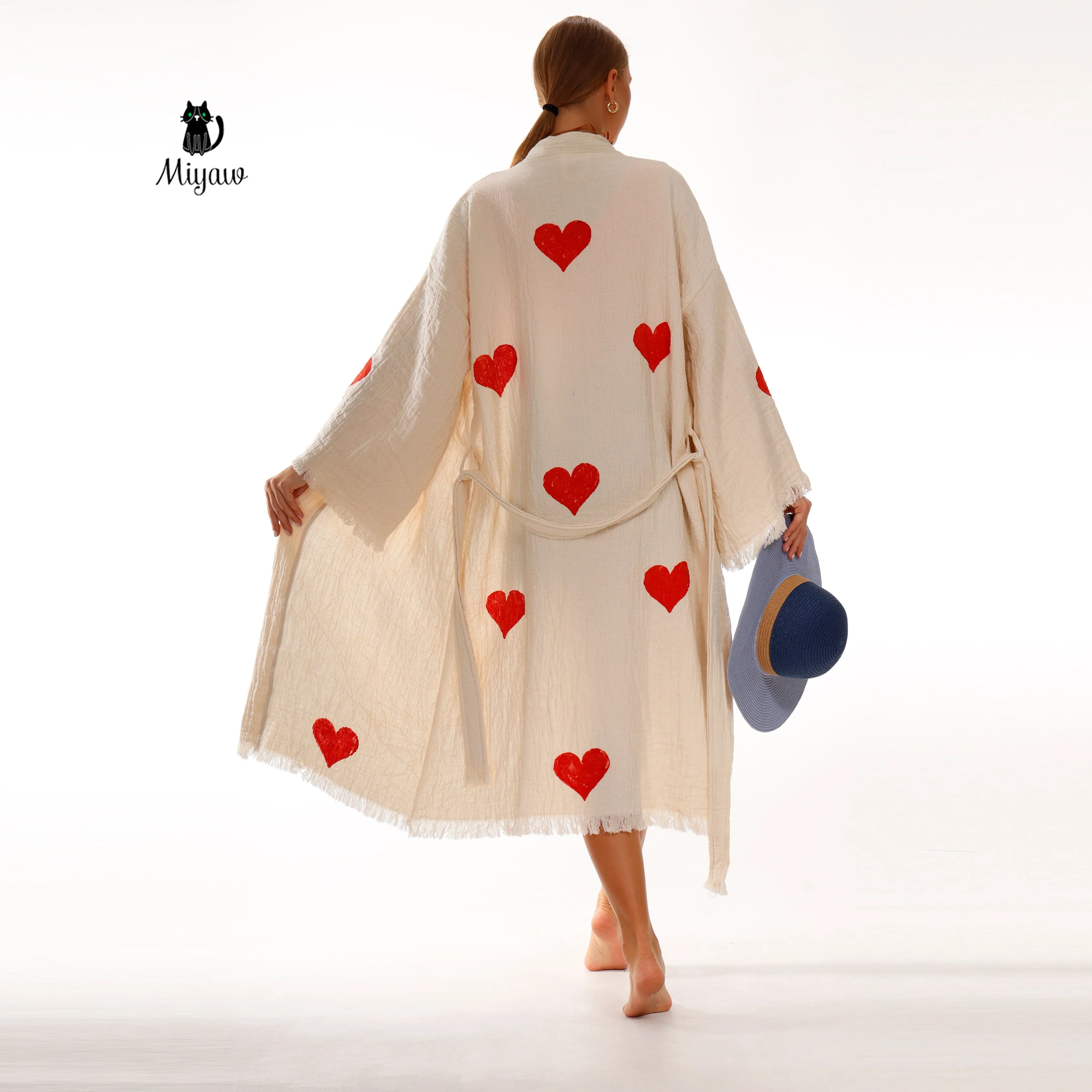 Wholesale Personalized Organic Cotton Kimono Robe - Romantic Valentine's Day Gift for Boutiques sold by Miyaw Fashion product image thumbnail 2