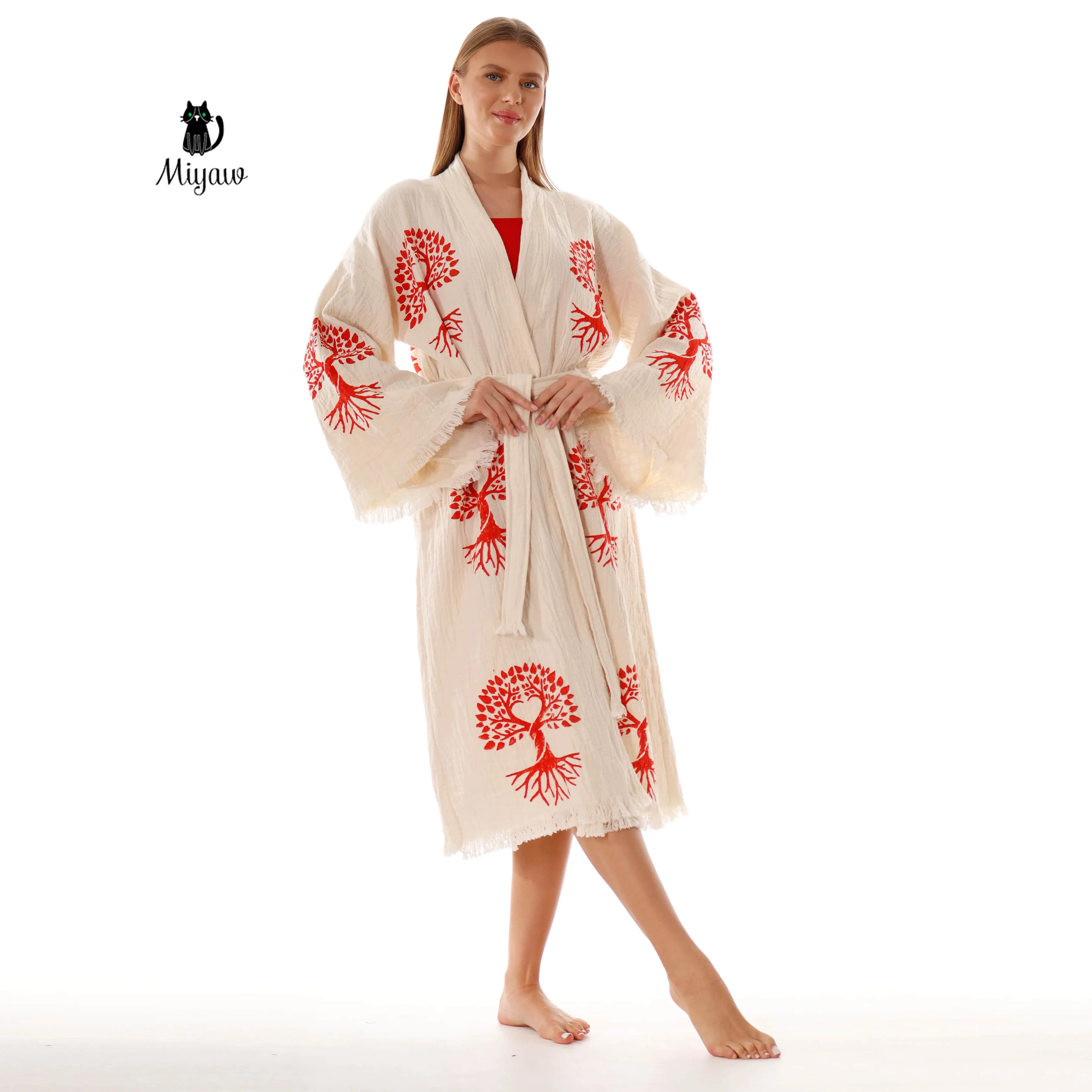 Organic Cotton Boho Kimono Robe for boutiques sold by Miyaw Fashion product image thumbnail 3