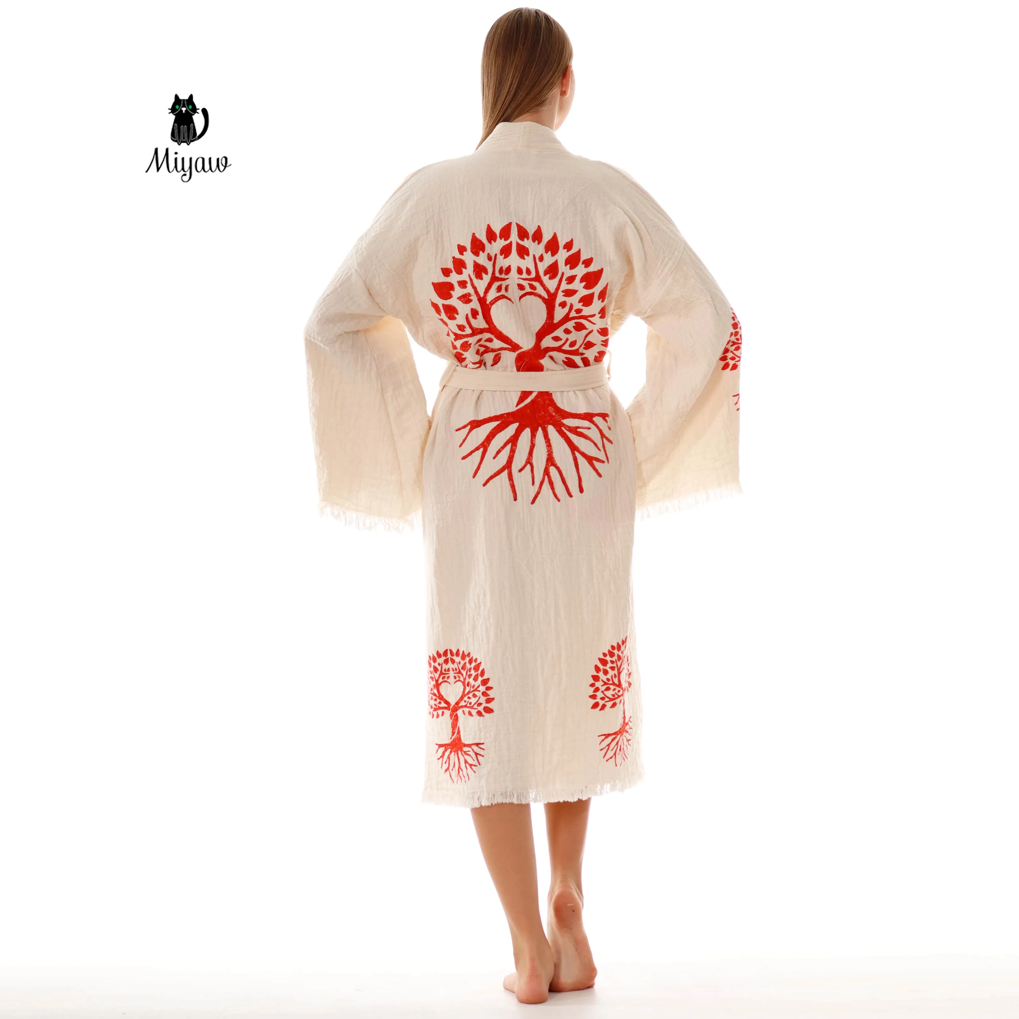 Organic Cotton Boho Kimono Robe for boutiques sold by Miyaw Fashion product image thumbnail 4