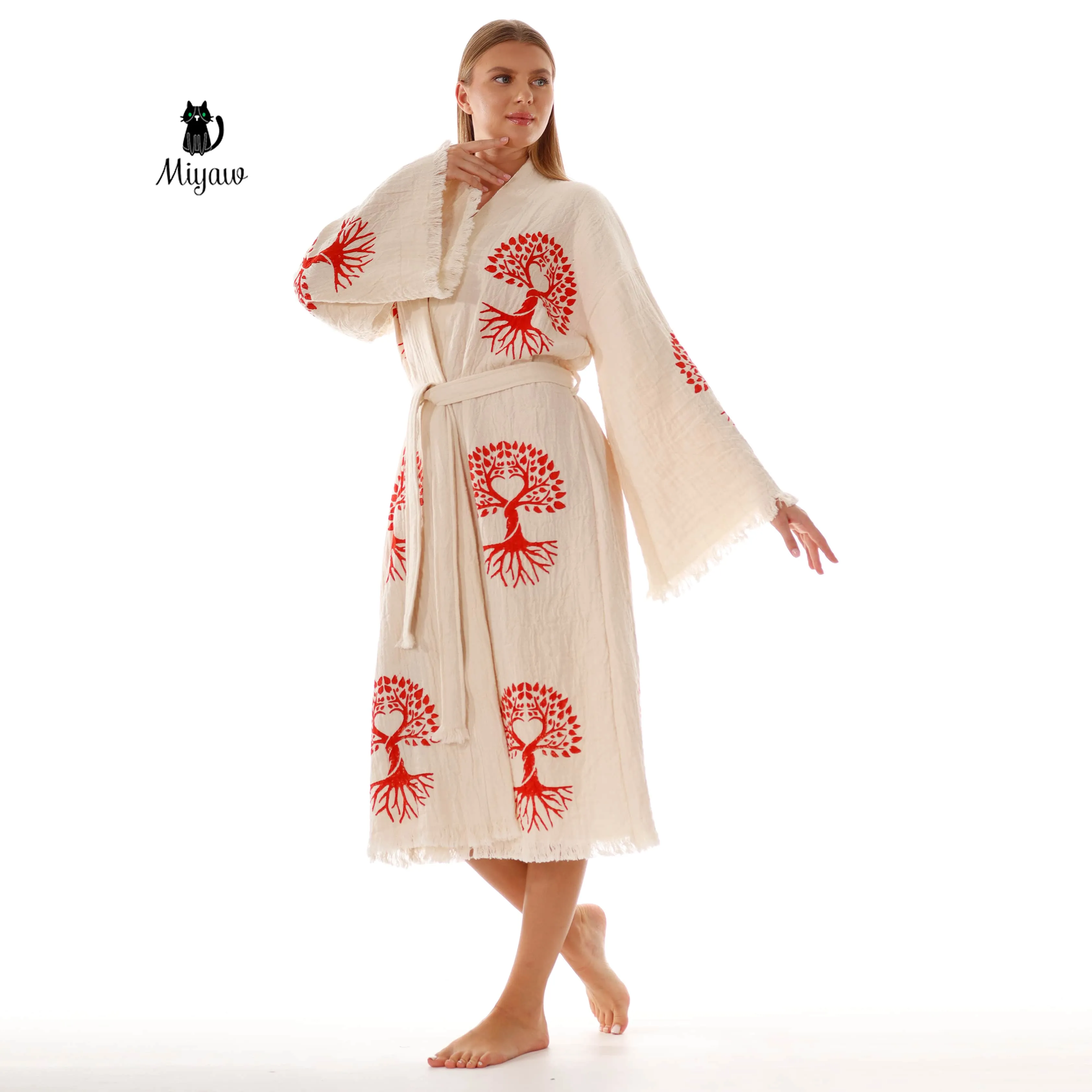 Organic Cotton Boho Kimono Robe for boutiques sold by Miyaw Fashion product image thumbnail 5