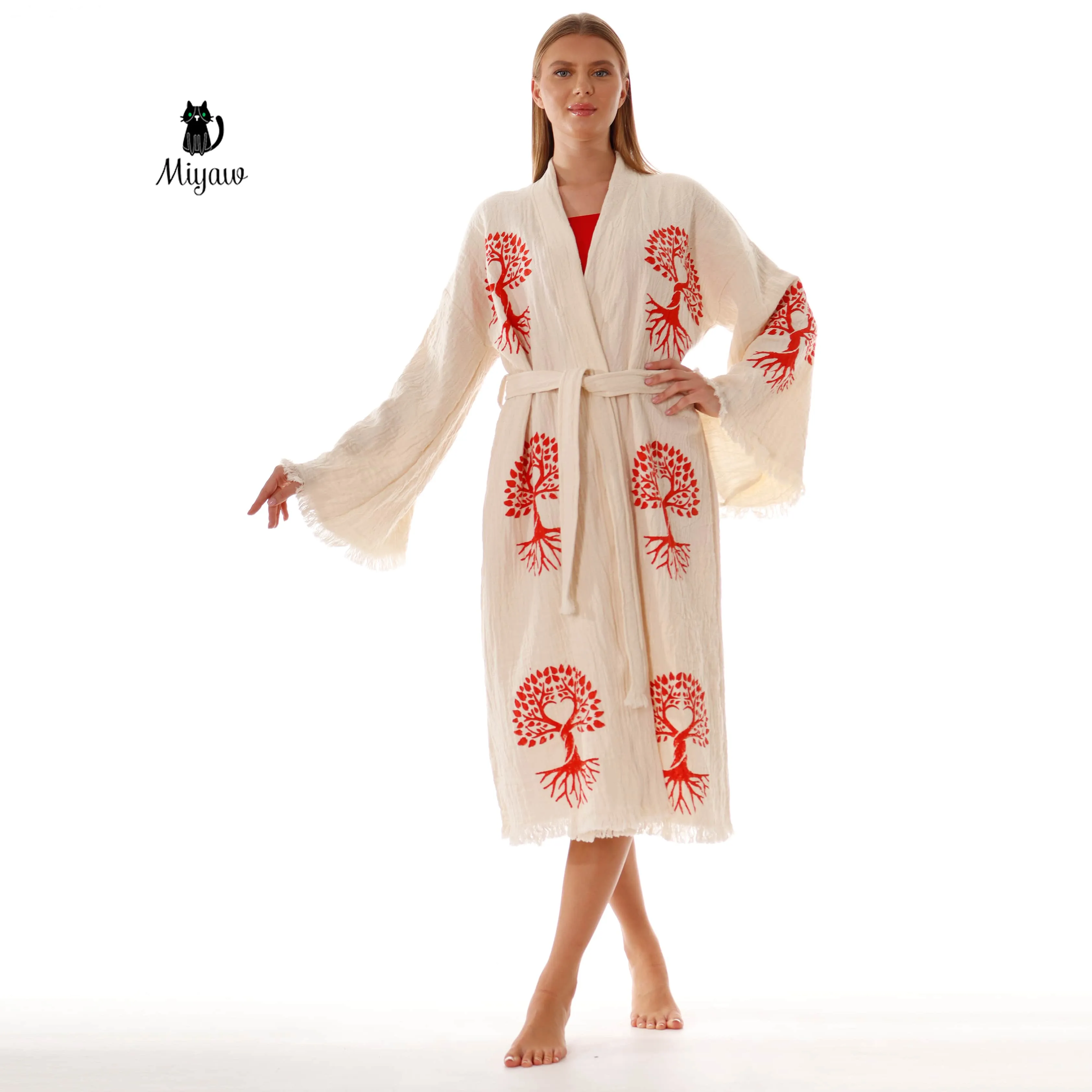 Organic Cotton Boho Kimono Robe for boutiques sold by Miyaw Fashion product image thumbnail 2