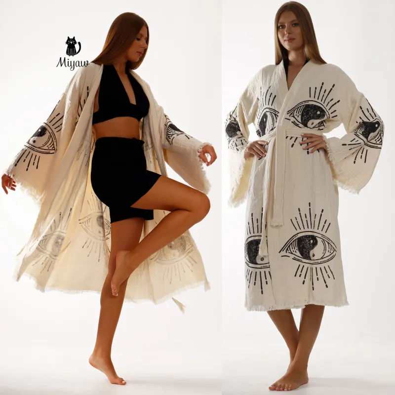 Handcrafted Ying Yang Symbol Kimono Made of Organic Cotton sold by Miyaw Fashion