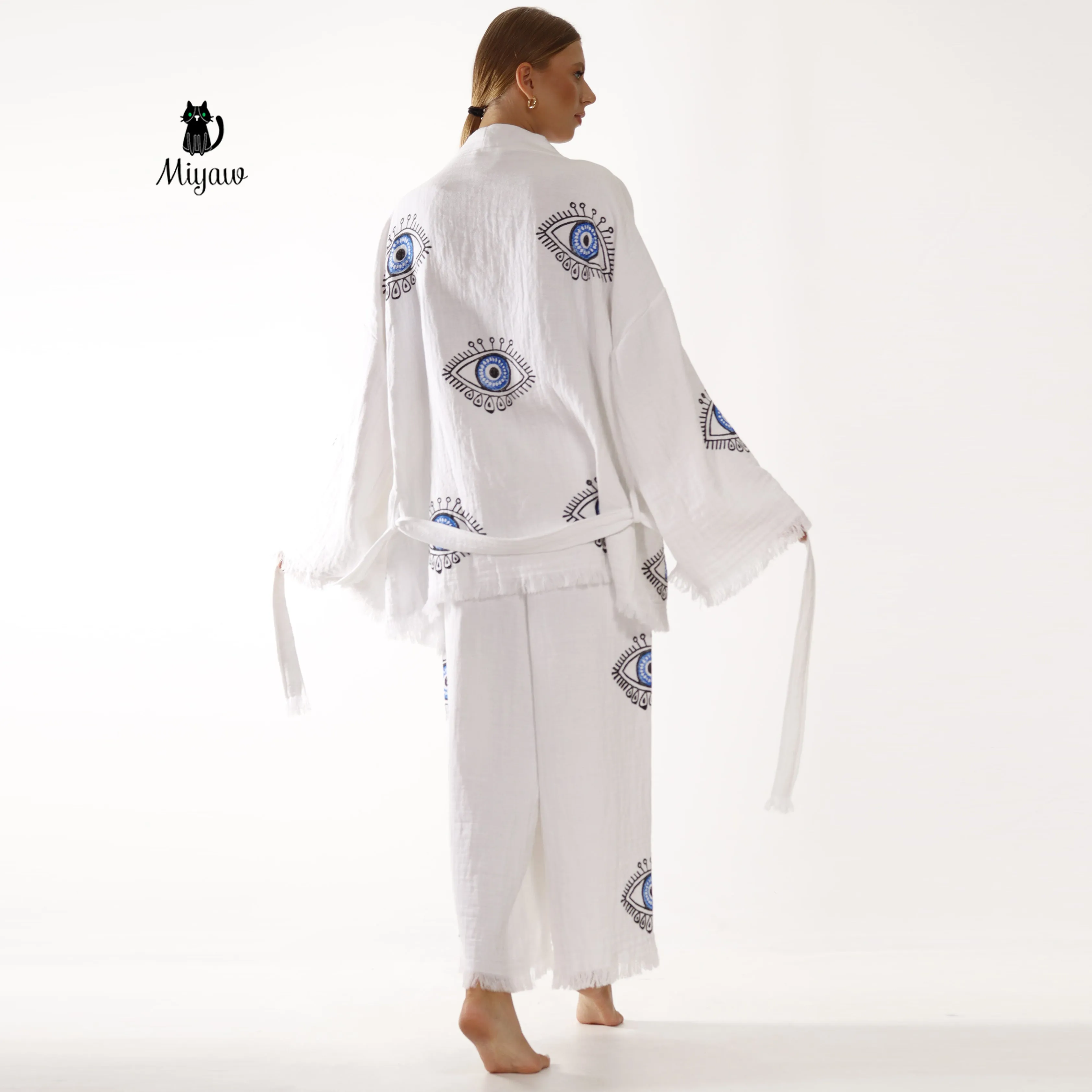 Handcrafted Cotton Set: Bohemian Jacket and Pants Outfit sold by Miyaw Fashion product image thumbnail 3