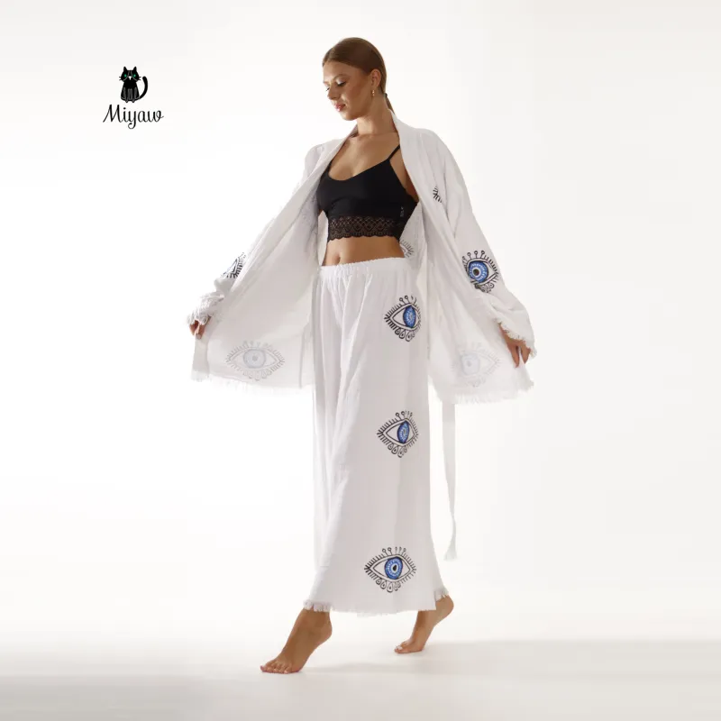 Handcrafted Cotton Set: Bohemian Jacket and Pants Outfit sold by Miyaw Fashion