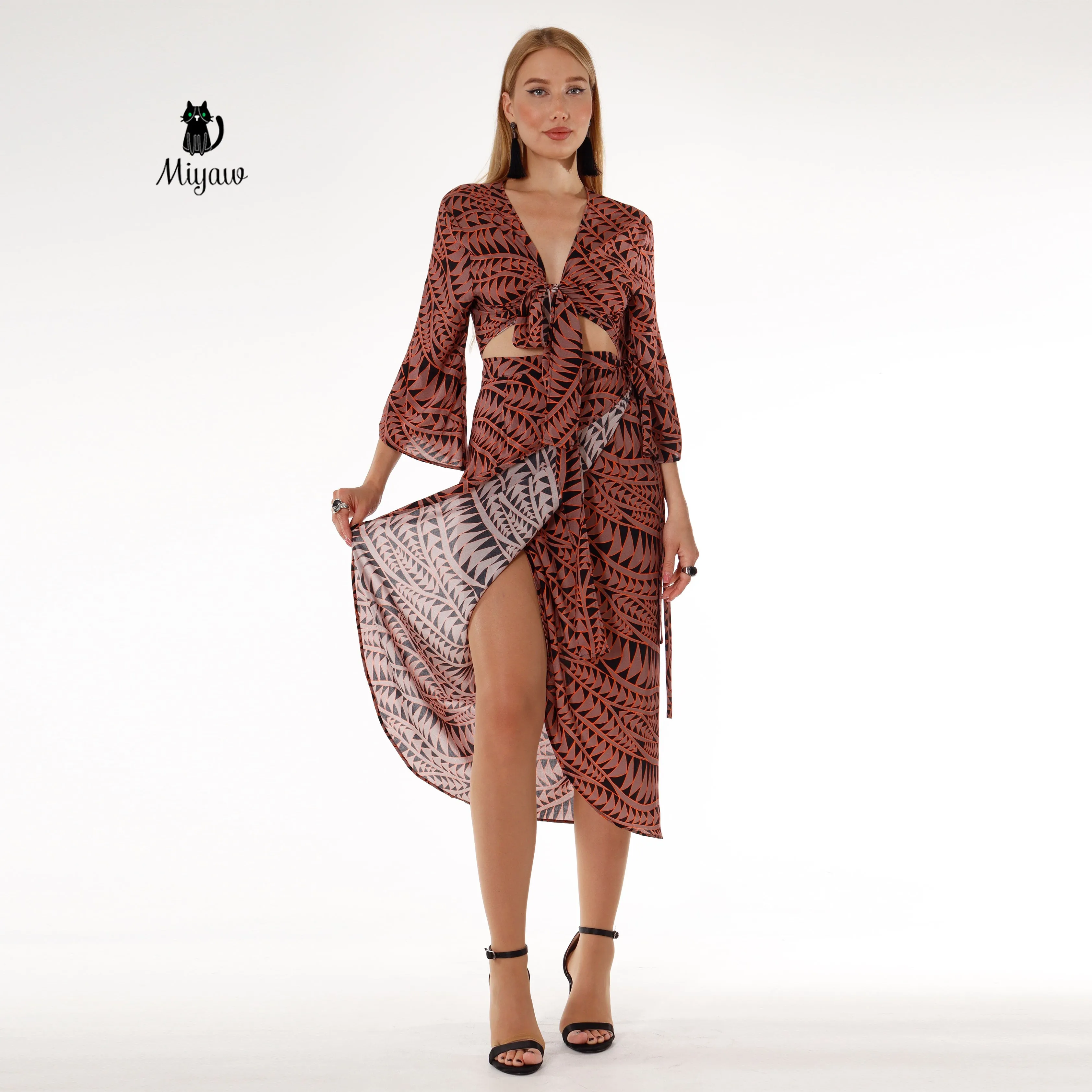 Boho Chic Matching Crop Top and Skirt Set - Beach Outfit sold by Miyaw Fashion