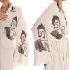 Unique Boho Kimono Robe with Handcrafted Buddha Stamps, Beach Cover Up sold by Miyaw Fashion
