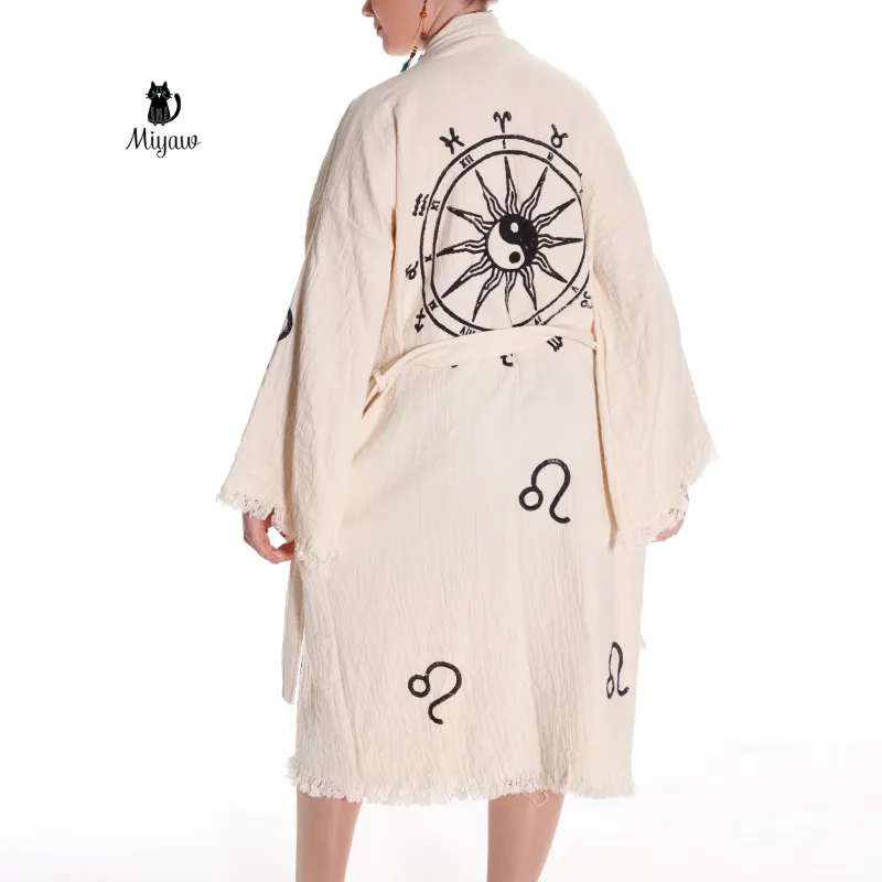 Organic Cotton Boho Long Sleeve Handmade Beach Kimono sold by Miyaw Fashion