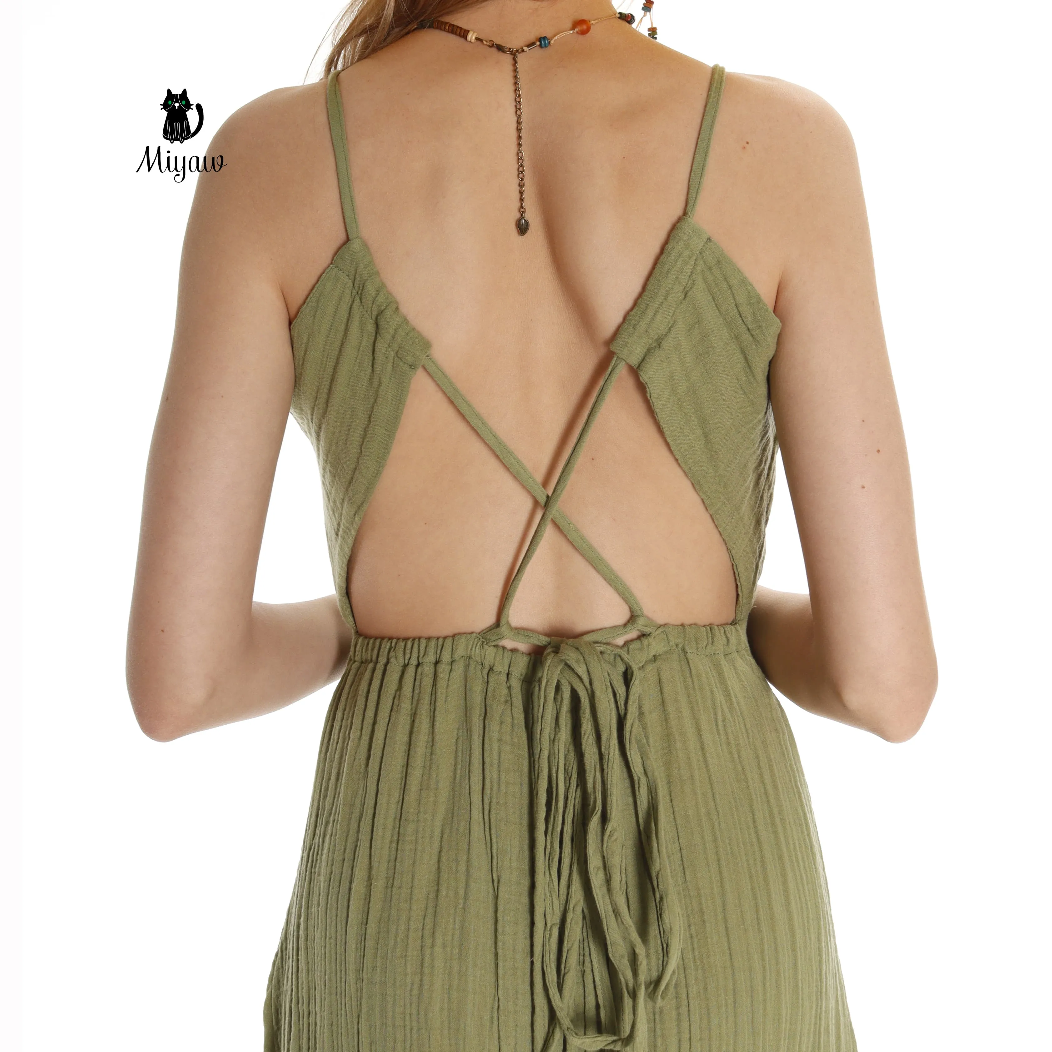 Boho Maxi Dress for Summer in V-Neck Sleeveless Style - Organic Cotton sold by Miyaw Fashion product image thumbnail 5