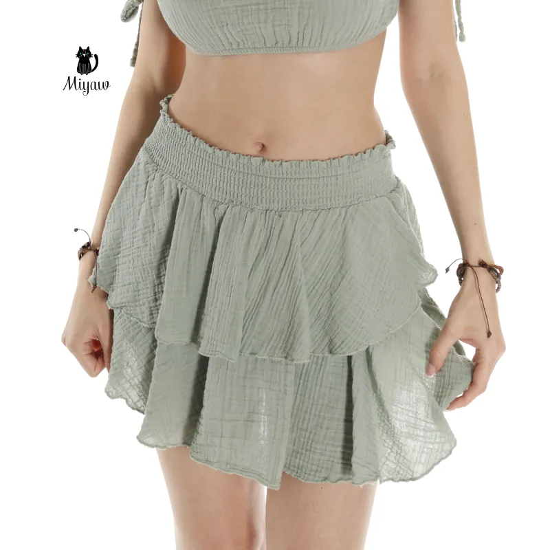 Handmade Organic Cotton Mini Skirt for Summer - Eco-Friendly sold by Miyaw Fashion
