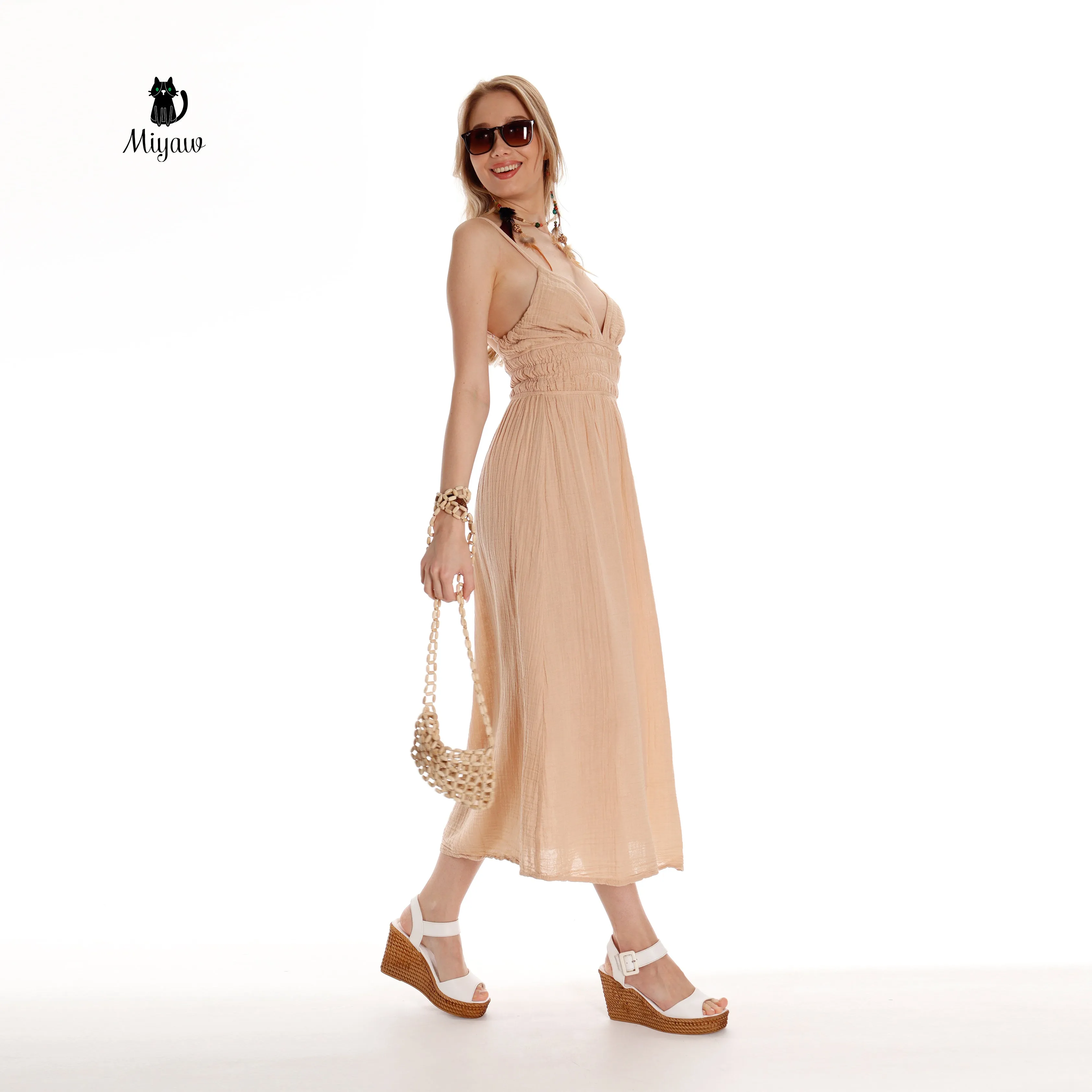 Boho Chic Sleeveless Open Back Maxi Dress for Summer sold by Miyaw Fashion product image thumbnail 5