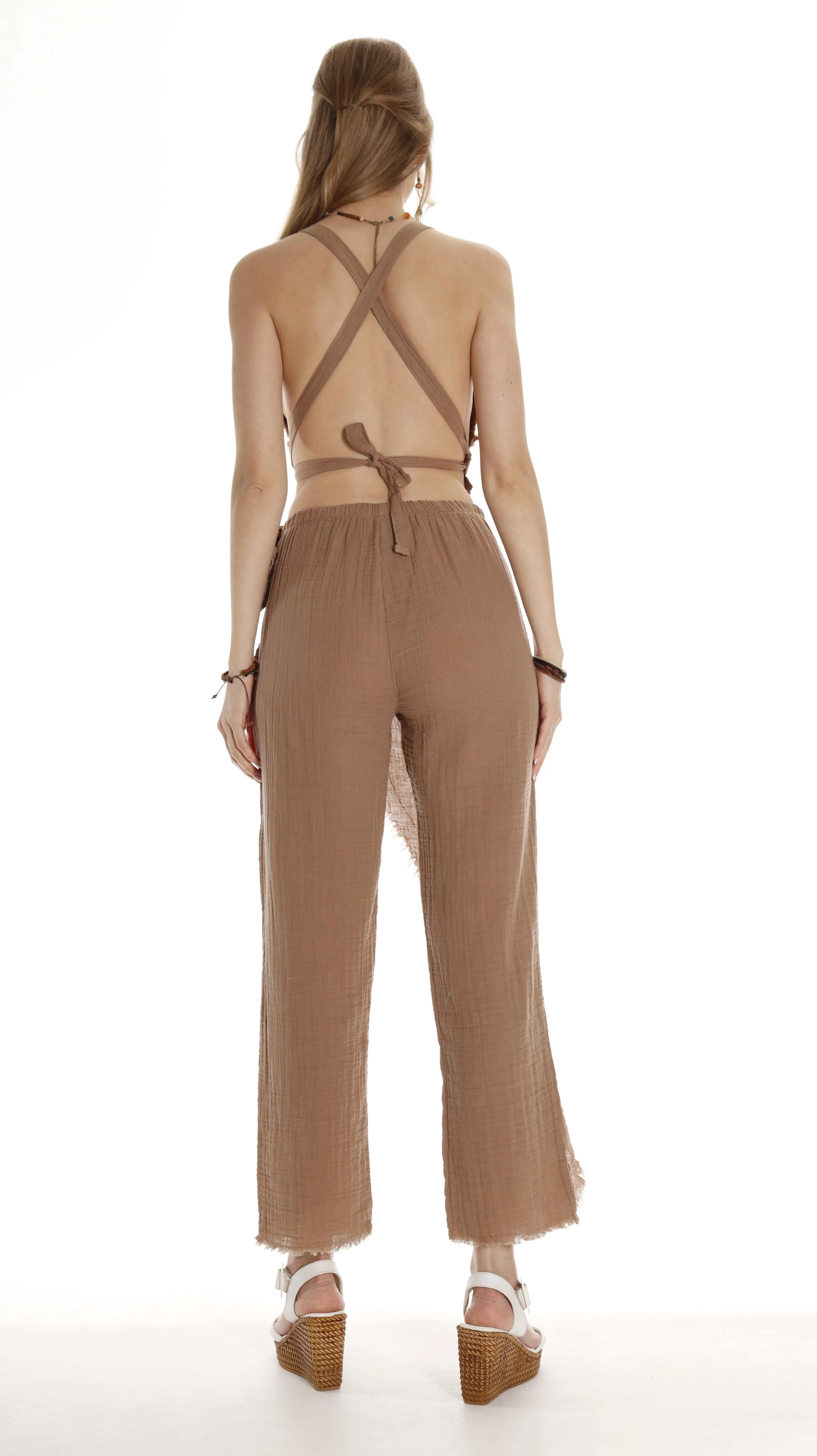 Boho Organic Cotton Crop Top - Resort Wear, Summer Beach Cover Up - Gift for Her sold by Miyaw Fashion product image thumbnail 4