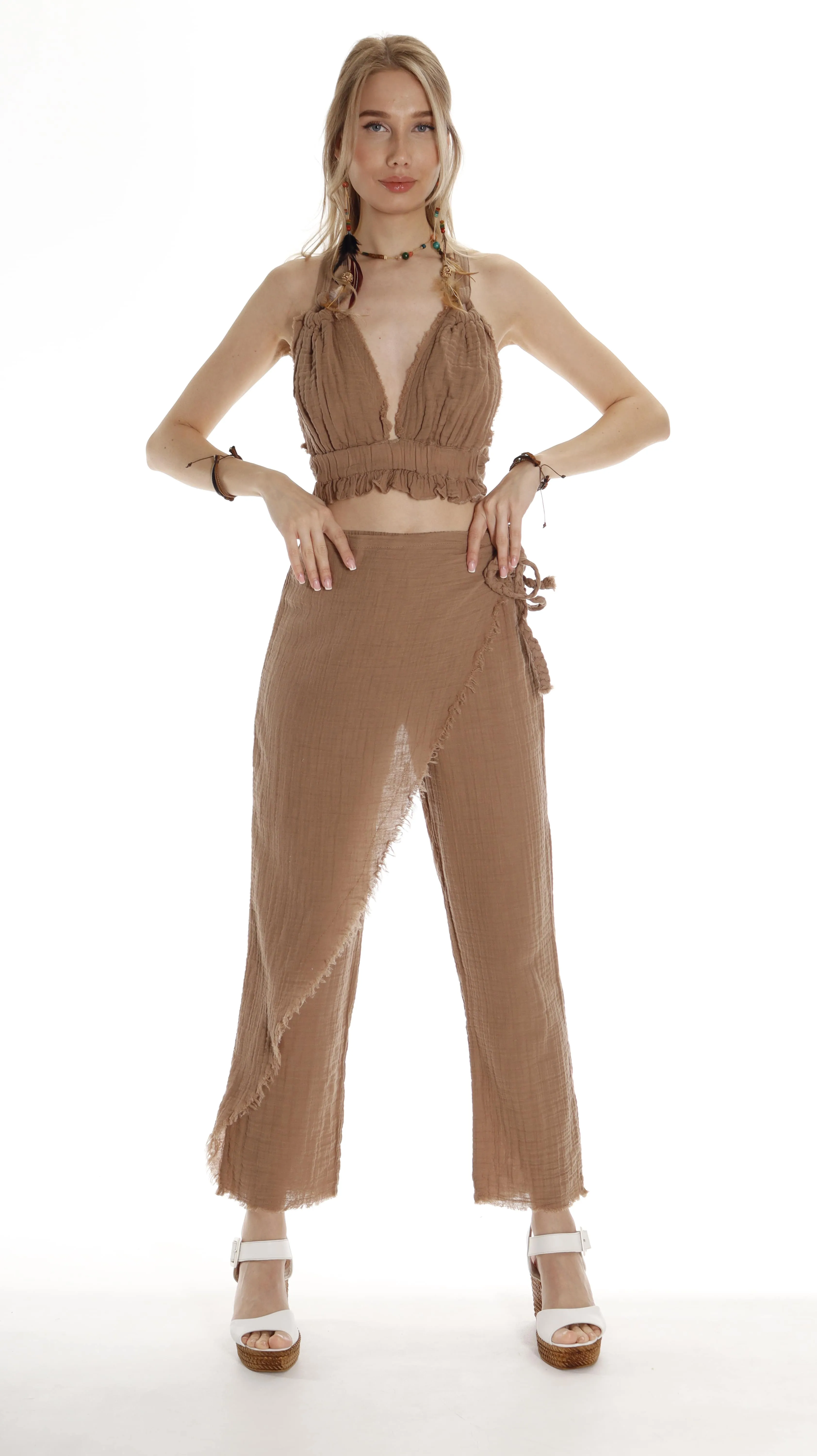 Boho Organic Cotton Crop Top - Resort Wear, Summer Beach Cover Up - Gift for Her sold by Miyaw Fashion product image thumbnail 5