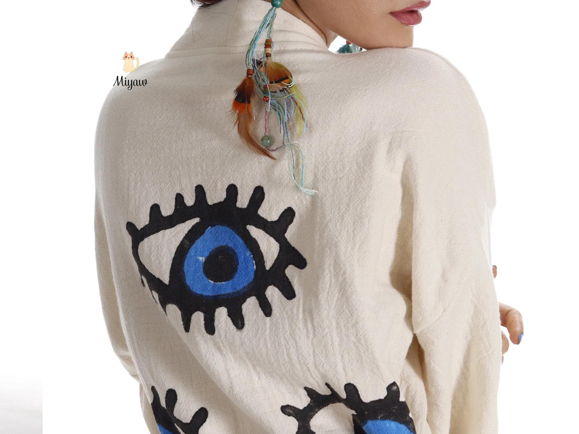 Organic Cotton Beach Kimono: Handmade Robe for Eco-Conscious Relaxation sold by Miyaw Fashion product image thumbnail 5