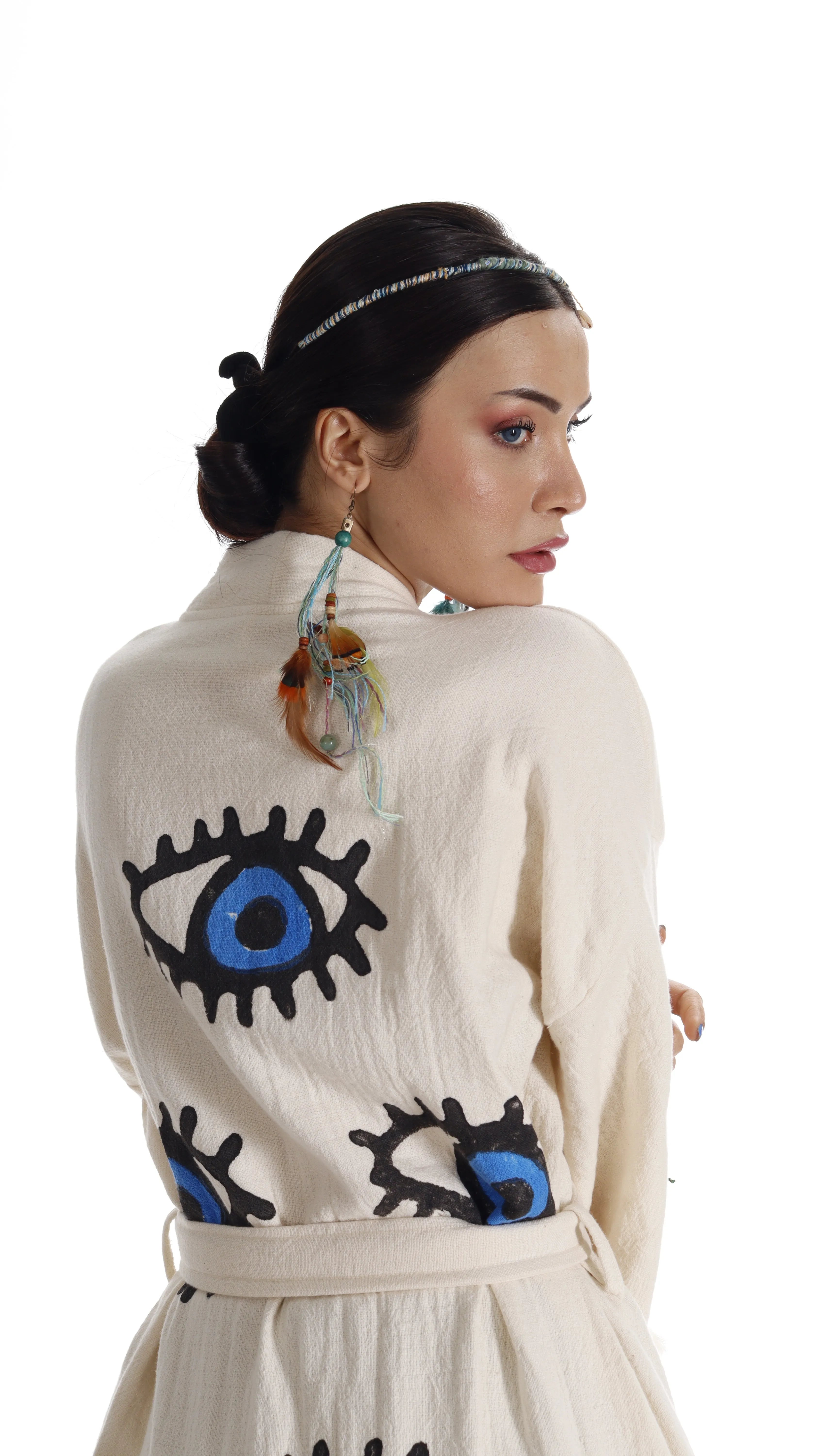 Organic Cotton Beach Kimono: Handmade Robe for Eco-Conscious Relaxation sold by Miyaw Fashion product image thumbnail 3