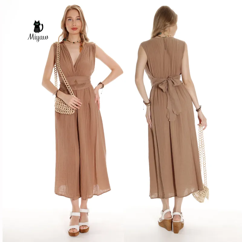 Boho Cotton Goddess Dress: Short Sleeve Resort Wear - Elegant sold by Miyaw Fashion