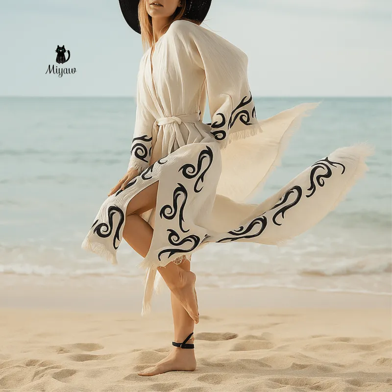 Cotton Kimono Robe: Print Design Dressing Gown & Cotton Kimonos sold by Miyaw Fashion