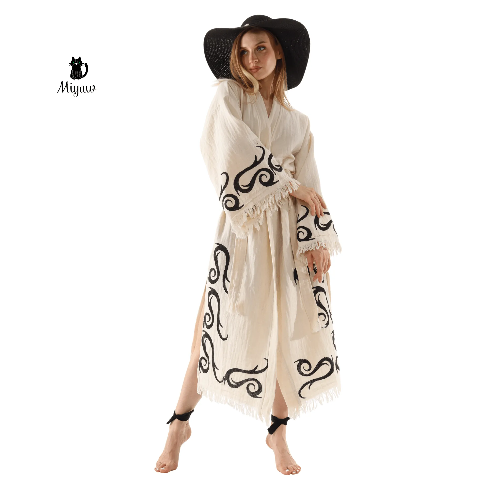 Cotton Kimono Robe: Print Design Dressing Gown & Cotton Kimonos sold by Miyaw Fashion product image thumbnail 3