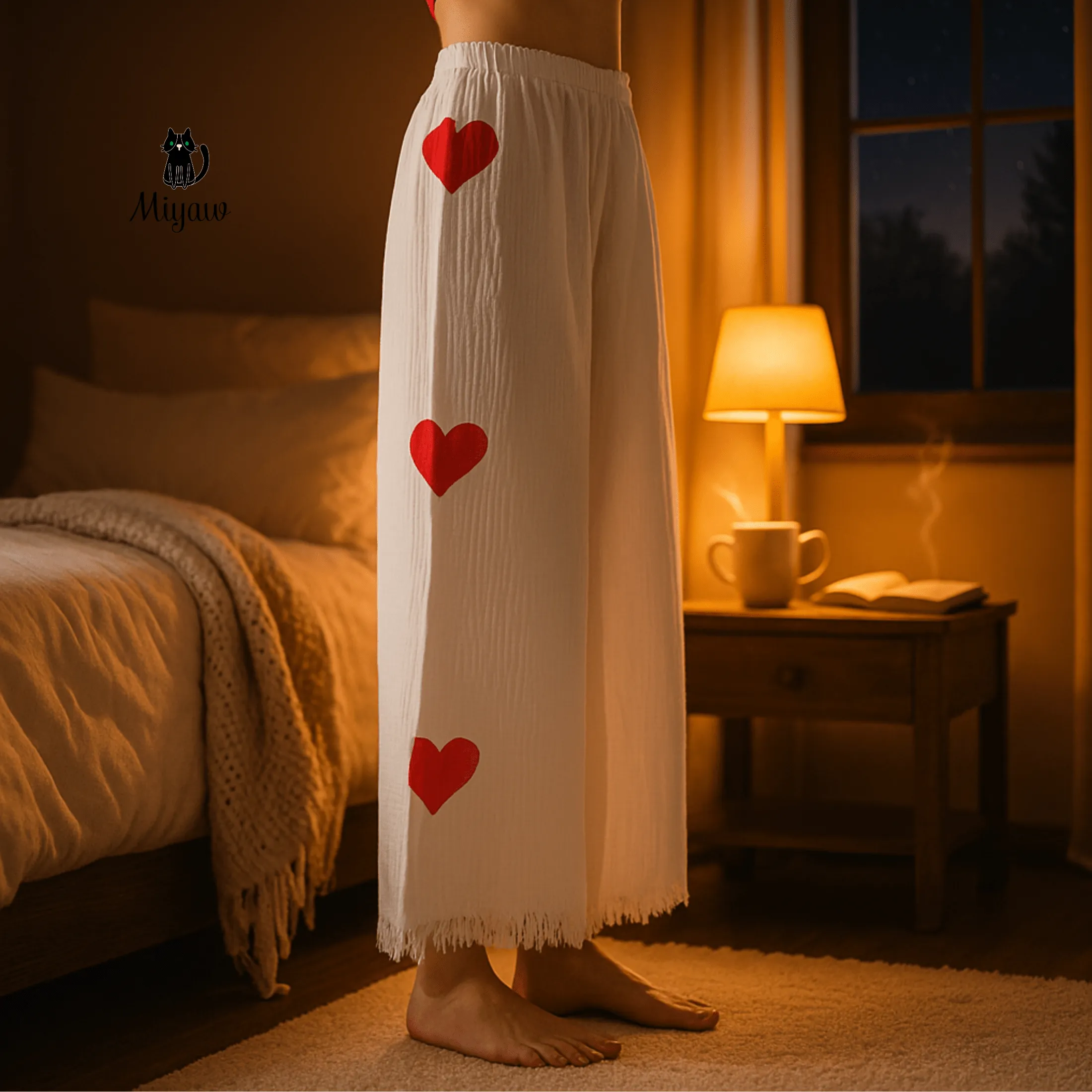 Cotton Heart PJ Pants – Cozy Pajama Bottom for Women sold by Miyaw Fashion product image thumbnail 2