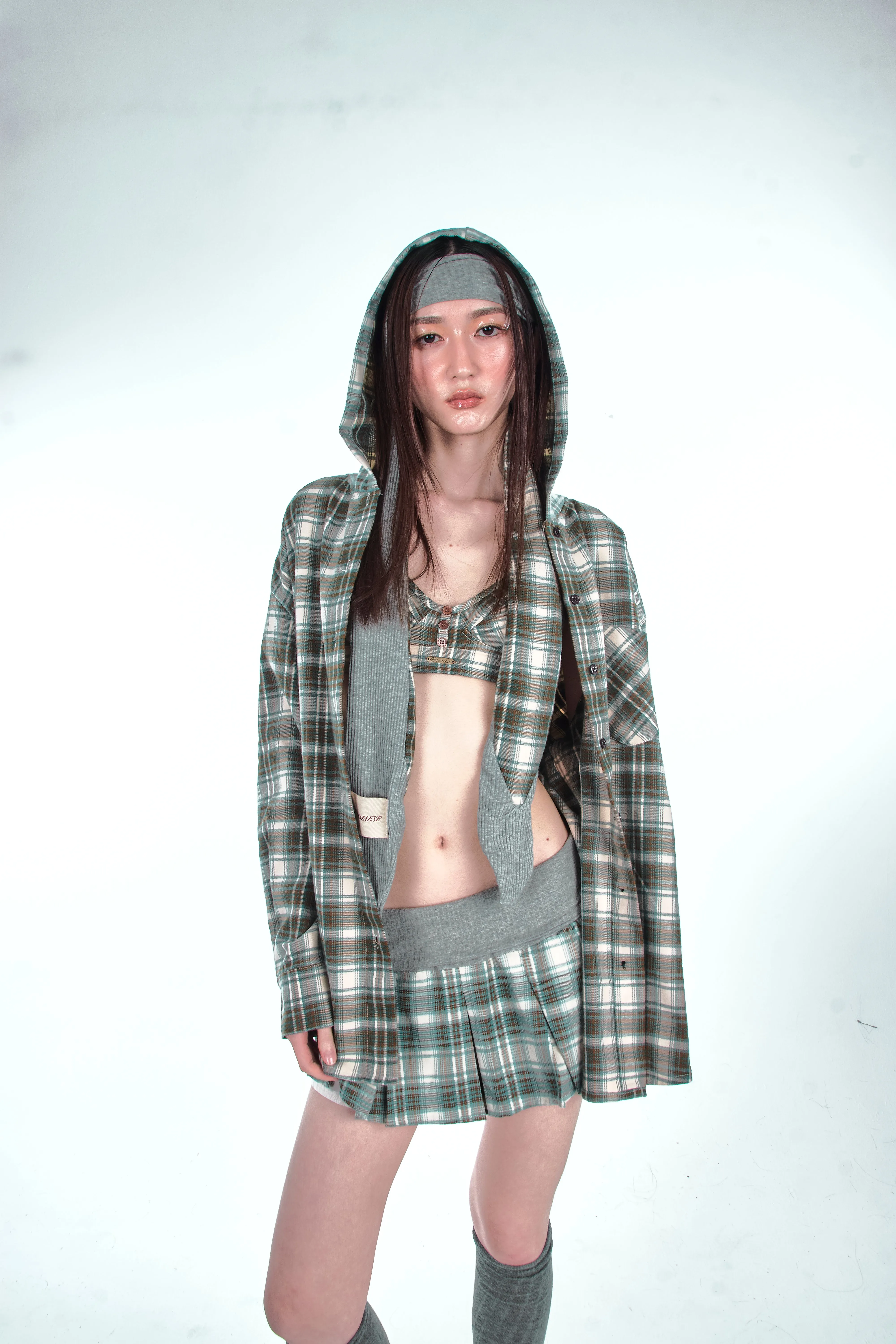 Detention Tease Plaid Mini Skirt - Green sold by ROSEMA.ESE product image thumbnail 3