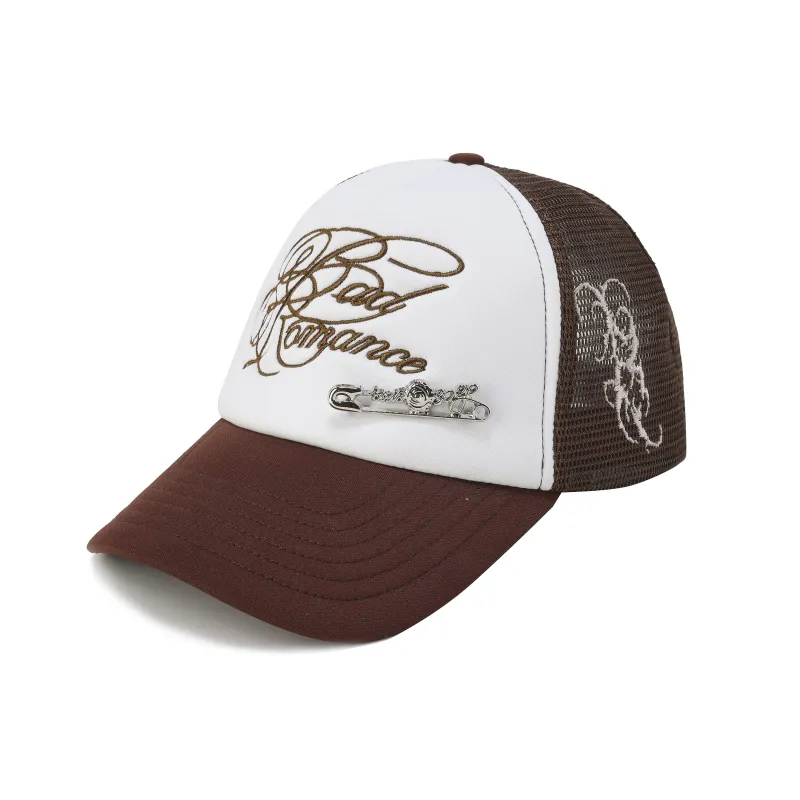 Silver Rose Pin Baseball Cap - Brown sold by ROSEMA.ESE