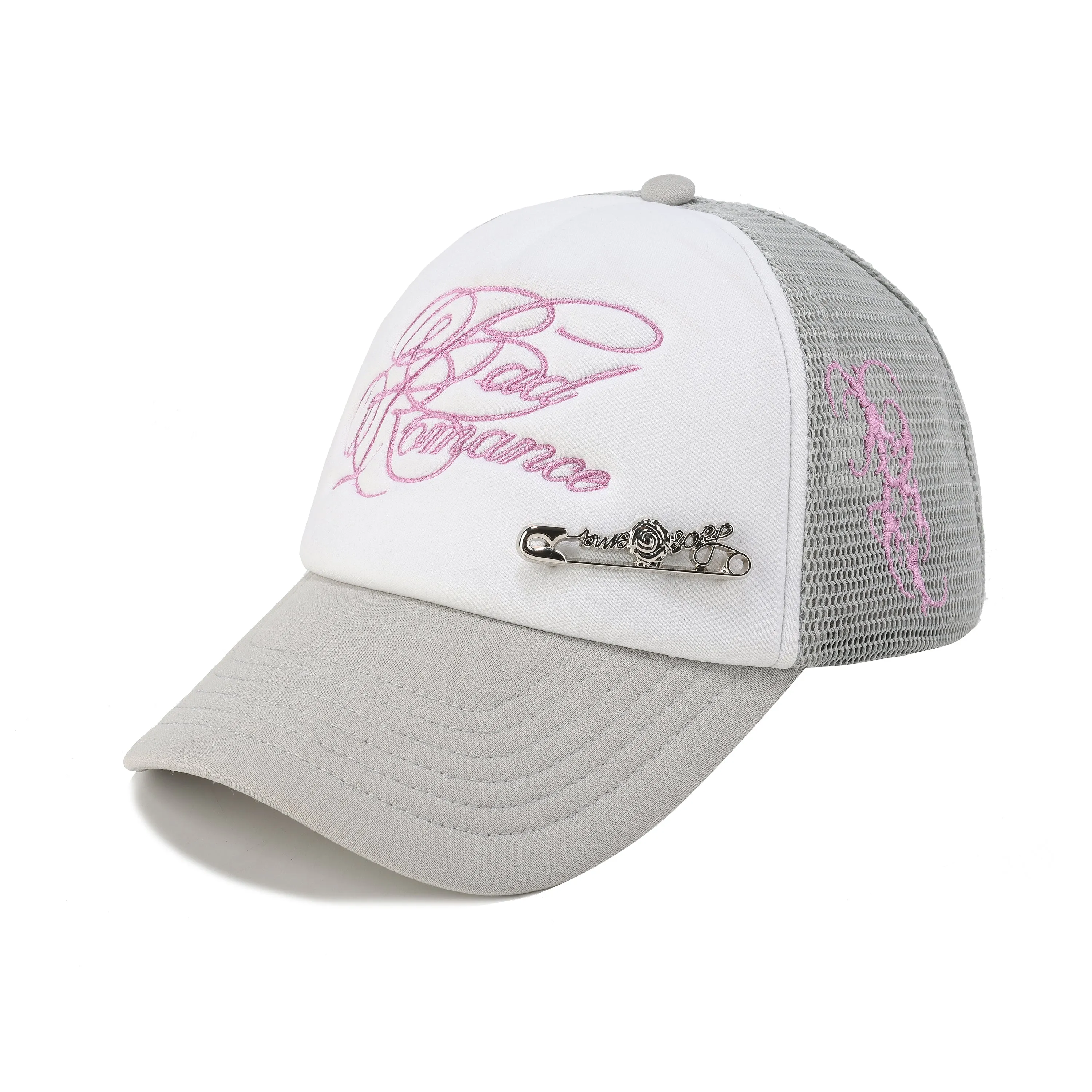 Silver Rose Pin Baseball Cap - Grey sold by ROSEMA.ESE