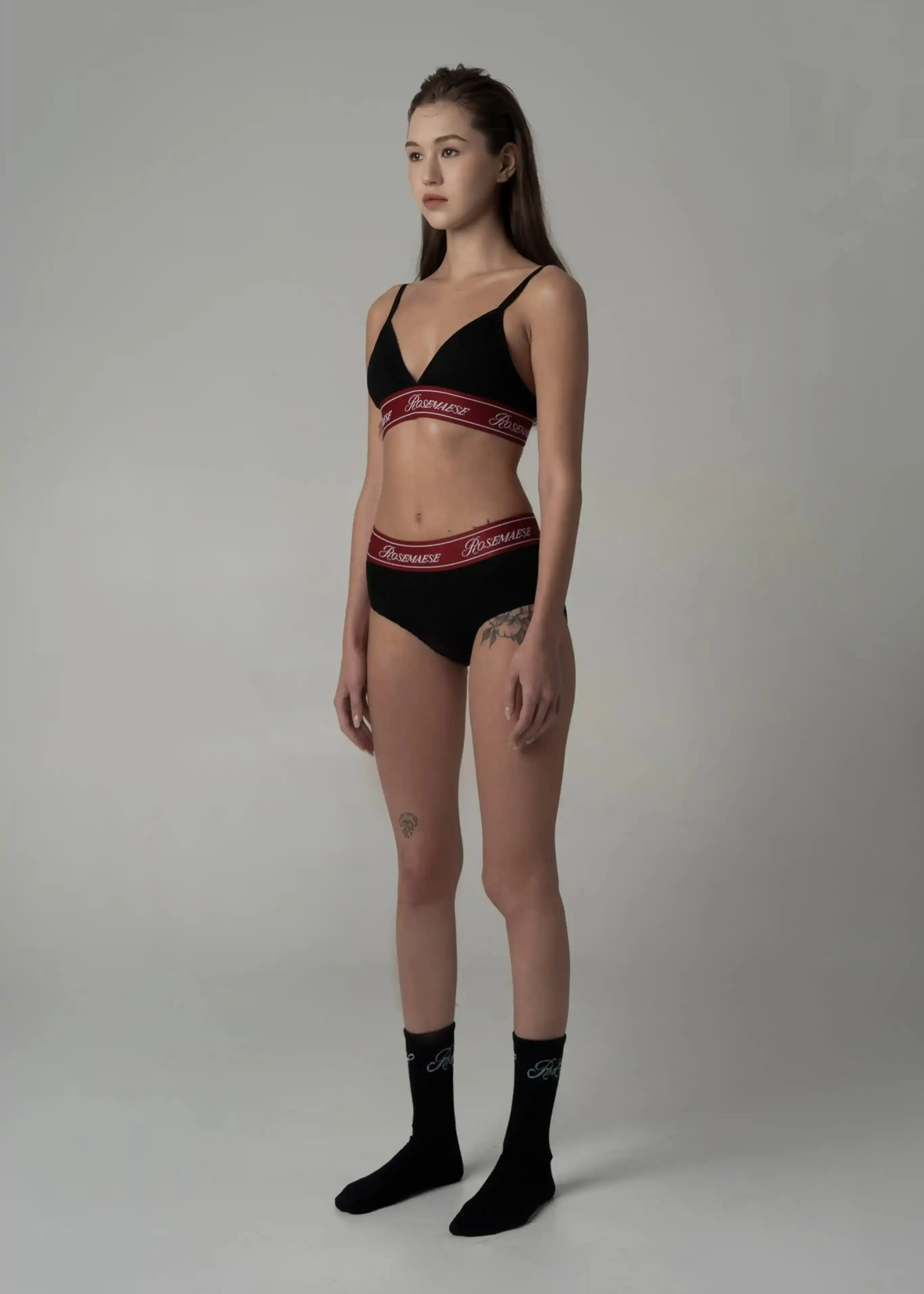 Cotton Triangle Bralette Set - Black (Pre-Order) sold by ROSEMA.ESE