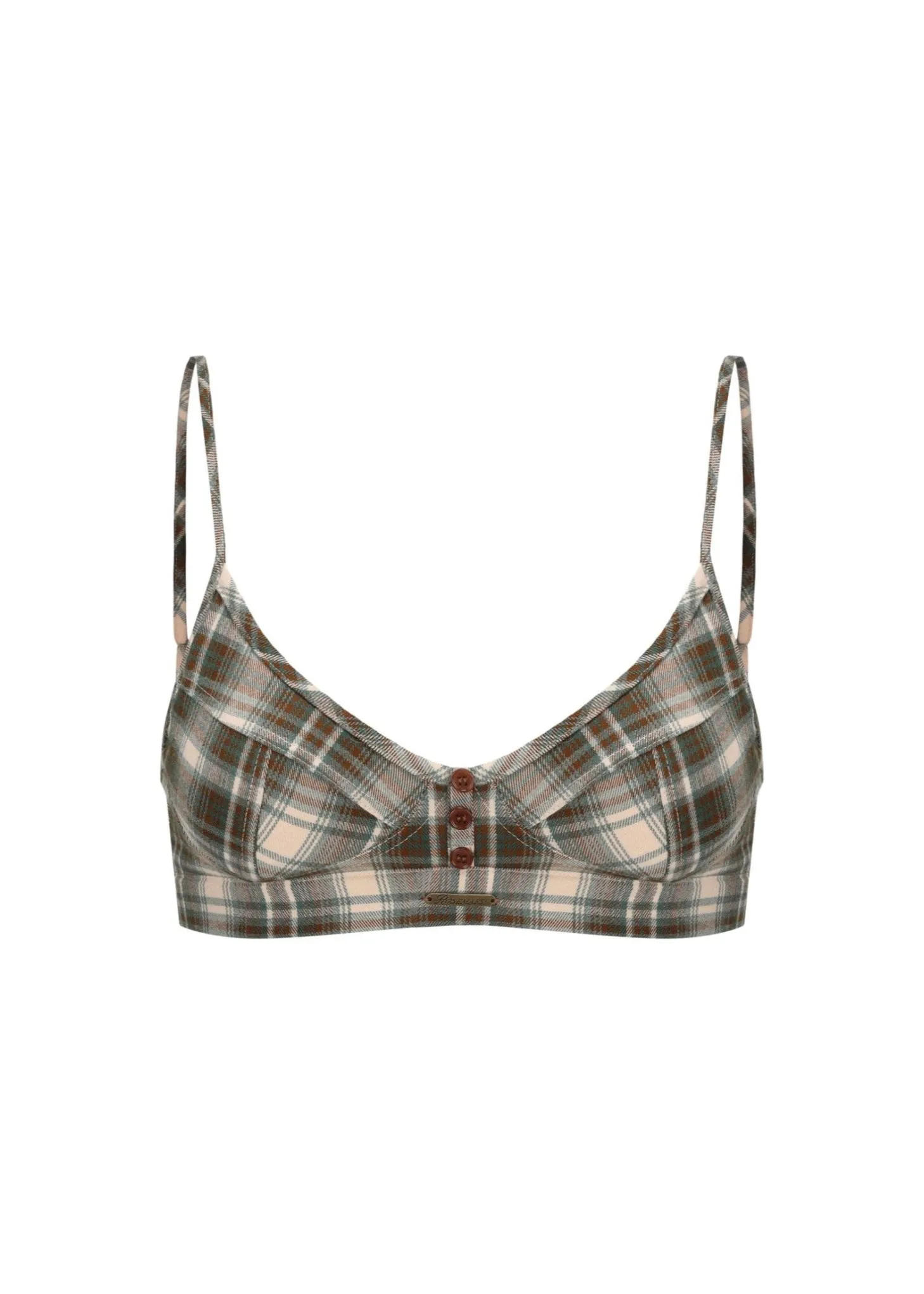 Plaided Brat Bra - Green sold by ROSEMA.ESE