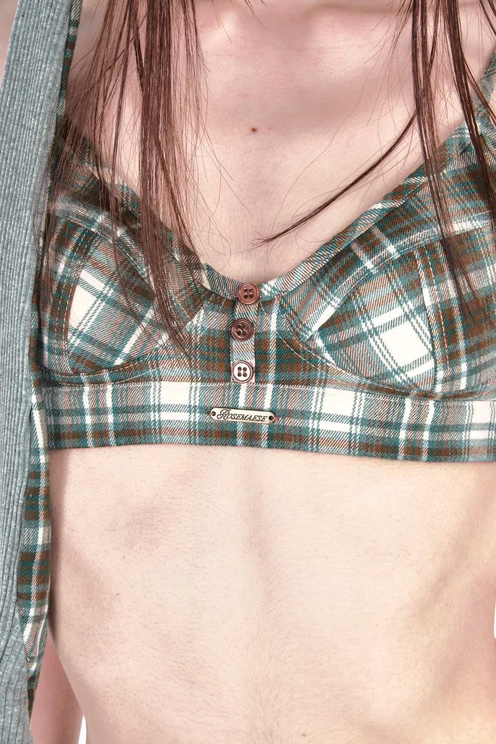 Plaided Brat Bra - Green sold by ROSEMA.ESE product image thumbnail 3