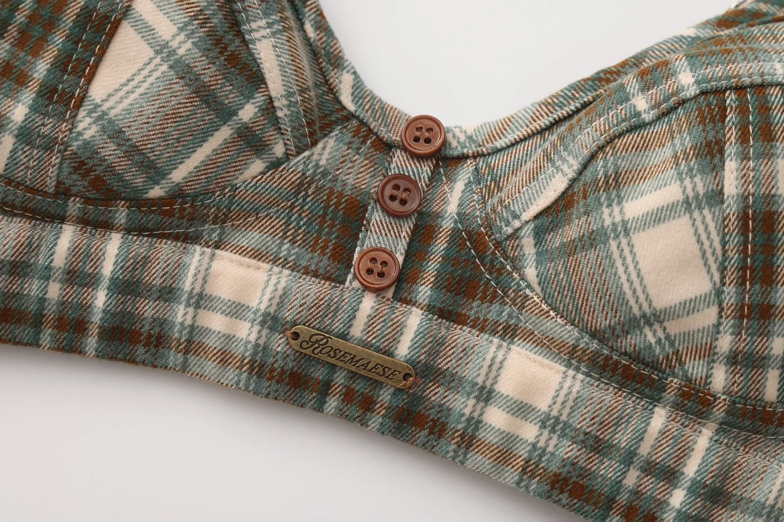 Plaided Brat Bra - Green sold by ROSEMA.ESE product image thumbnail 5