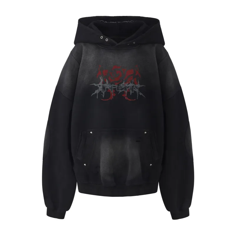 Night Rose - Hoodie - Washed Black made by ROSEMA.ESE