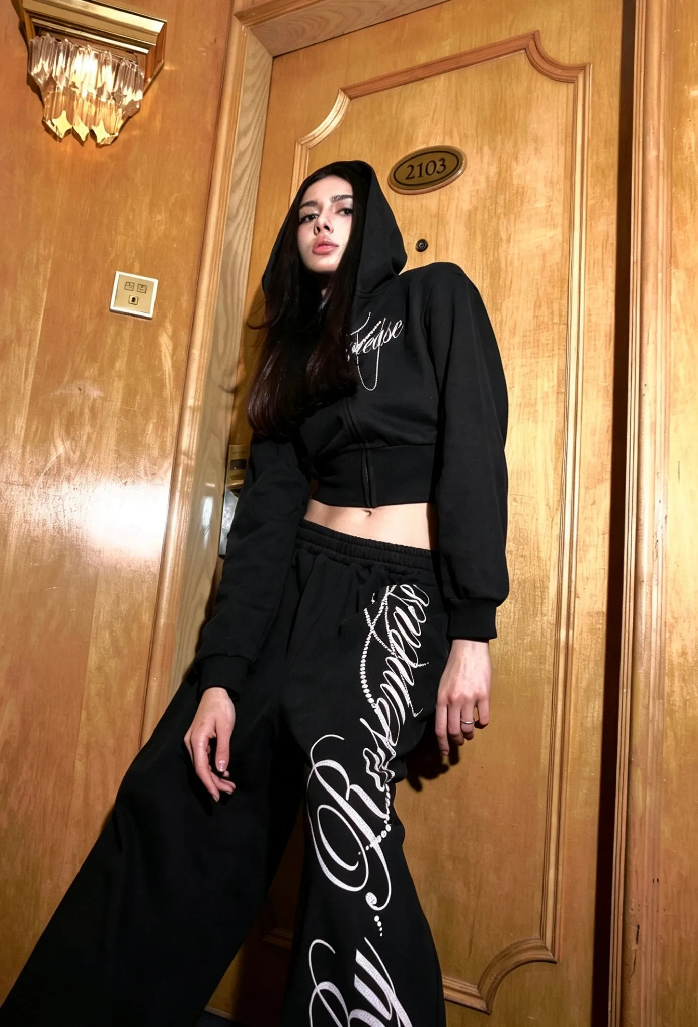 Winter Cotton Zipper Hoodie - Black sold by ROSEMA.ESE product image thumbnail 2