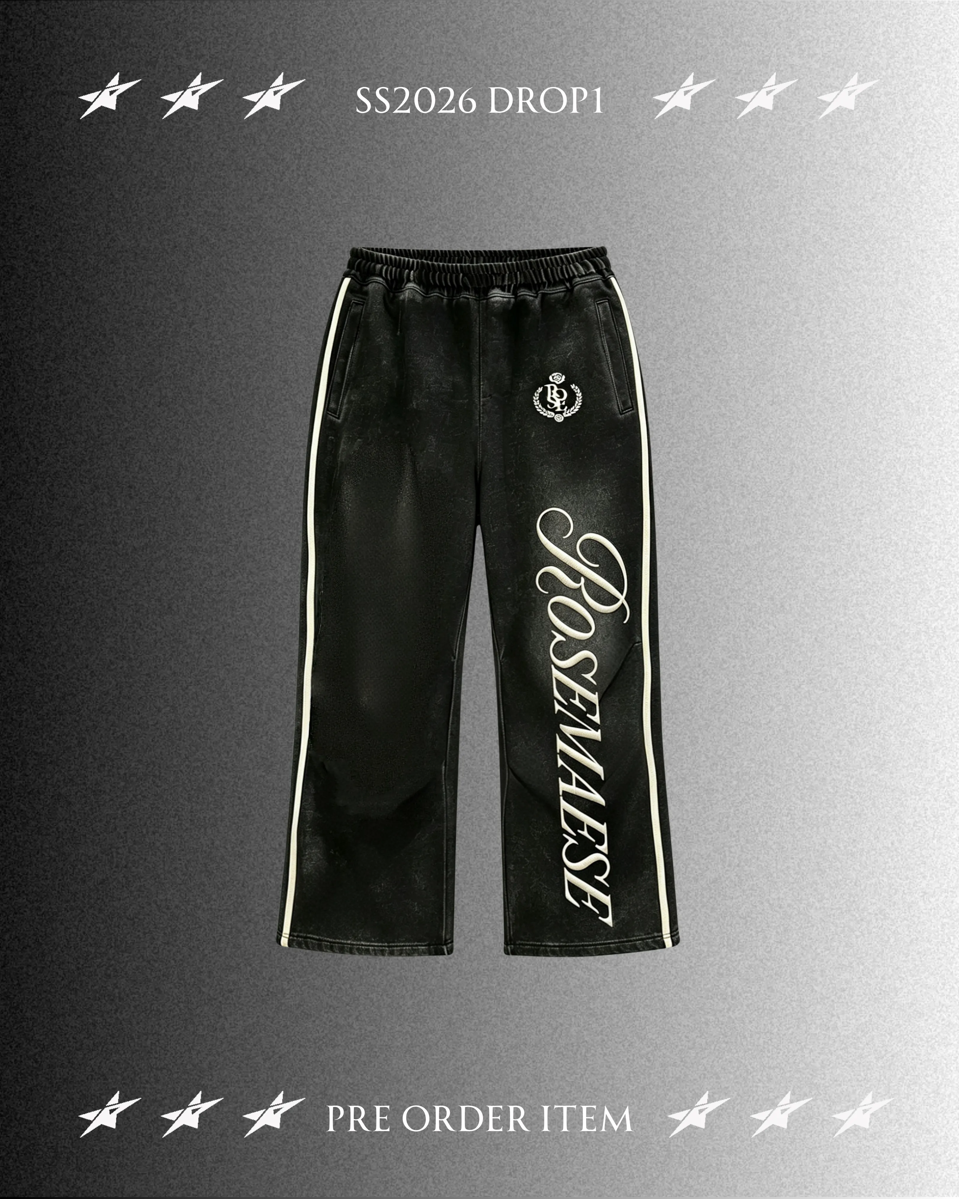 Rose Badge Sweatpants - Black sold by ROSEMA.ESE