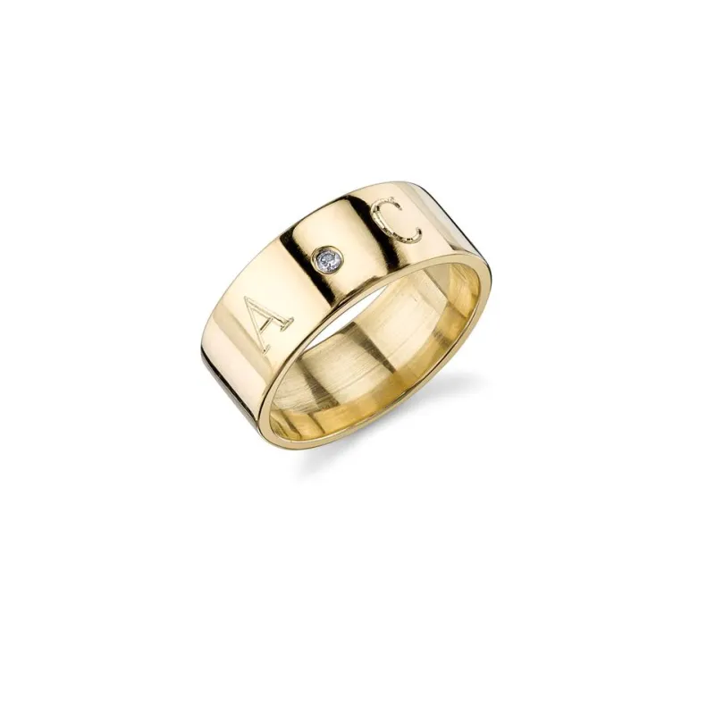 CIELA DIAMOND-DUO INITIAL RING BAND sold by SARAH CHLOE