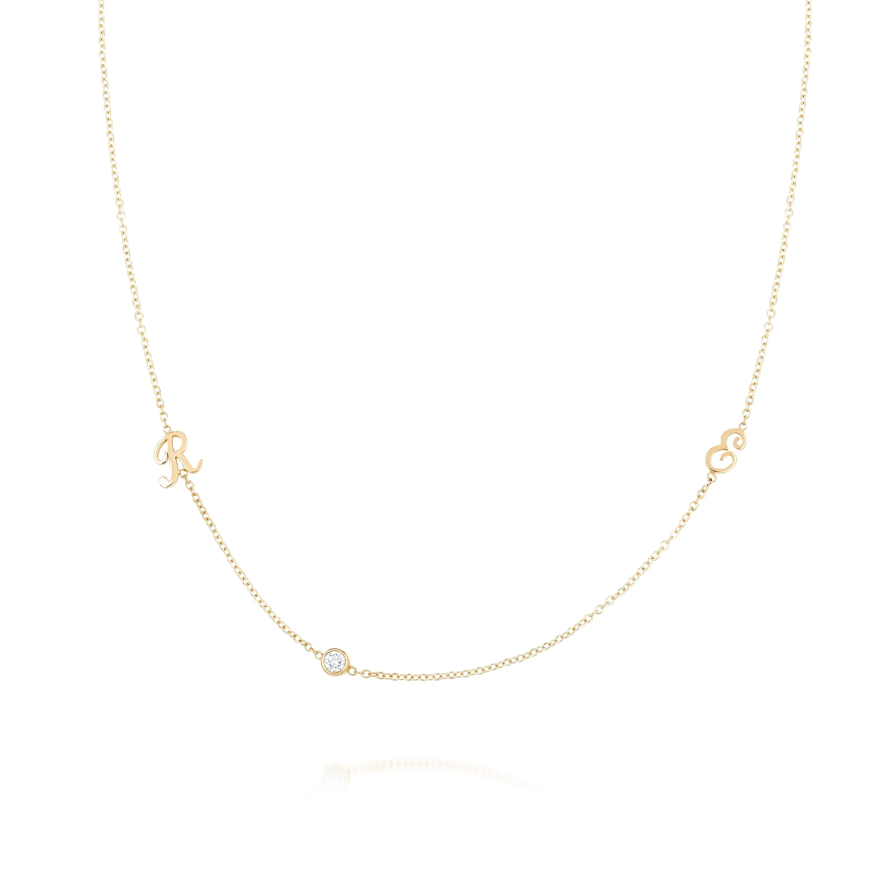 DASHA ASYMMETRIC SCRIPT CUSTOM NECKLACE sold by SARAH CHLOE