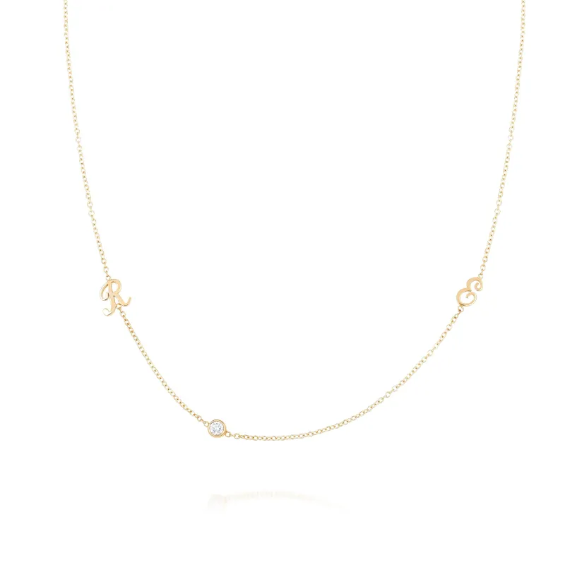 DASHA ASYMMETRIC SCRIPT CUSTOM NECKLACE sold by SARAH CHLOE