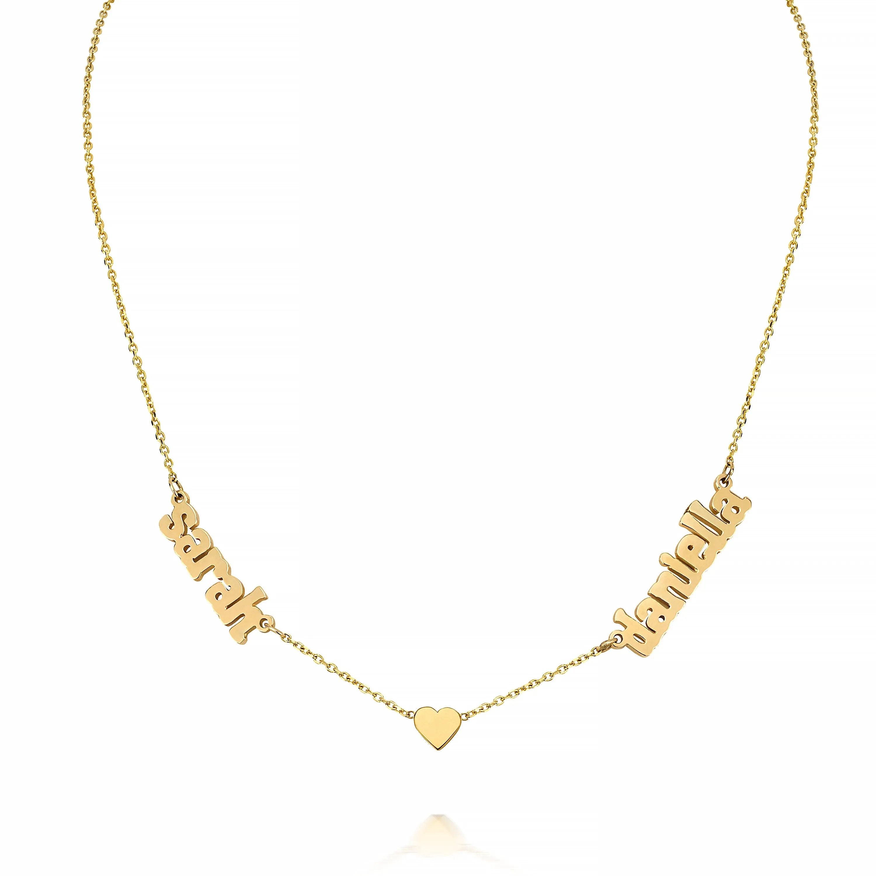 AVA DUO NAME NECKLACE WITH HEART sold by SARAH CHLOE