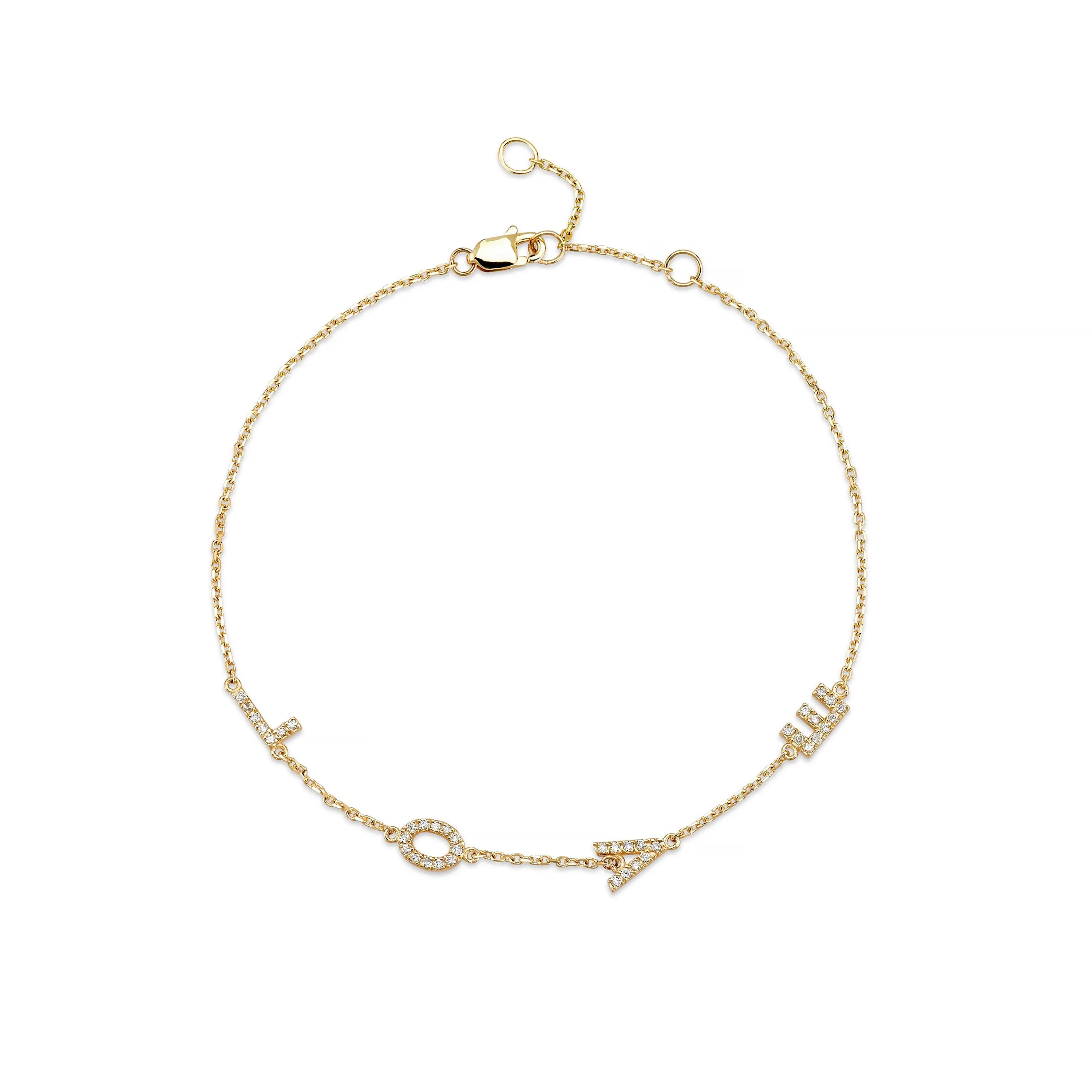 AMELIA DIAMOND MULTI-INITIAL CHAIN BRACELET sold by SARAH CHLOE