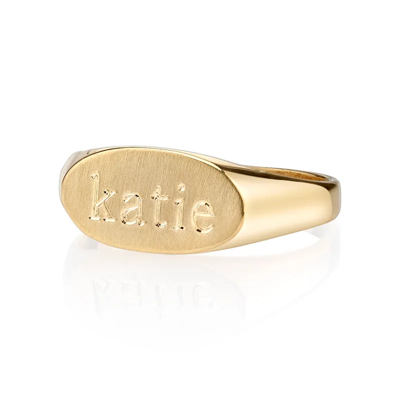 LANA TEXT SIGNET RING sold by SARAH CHLOE